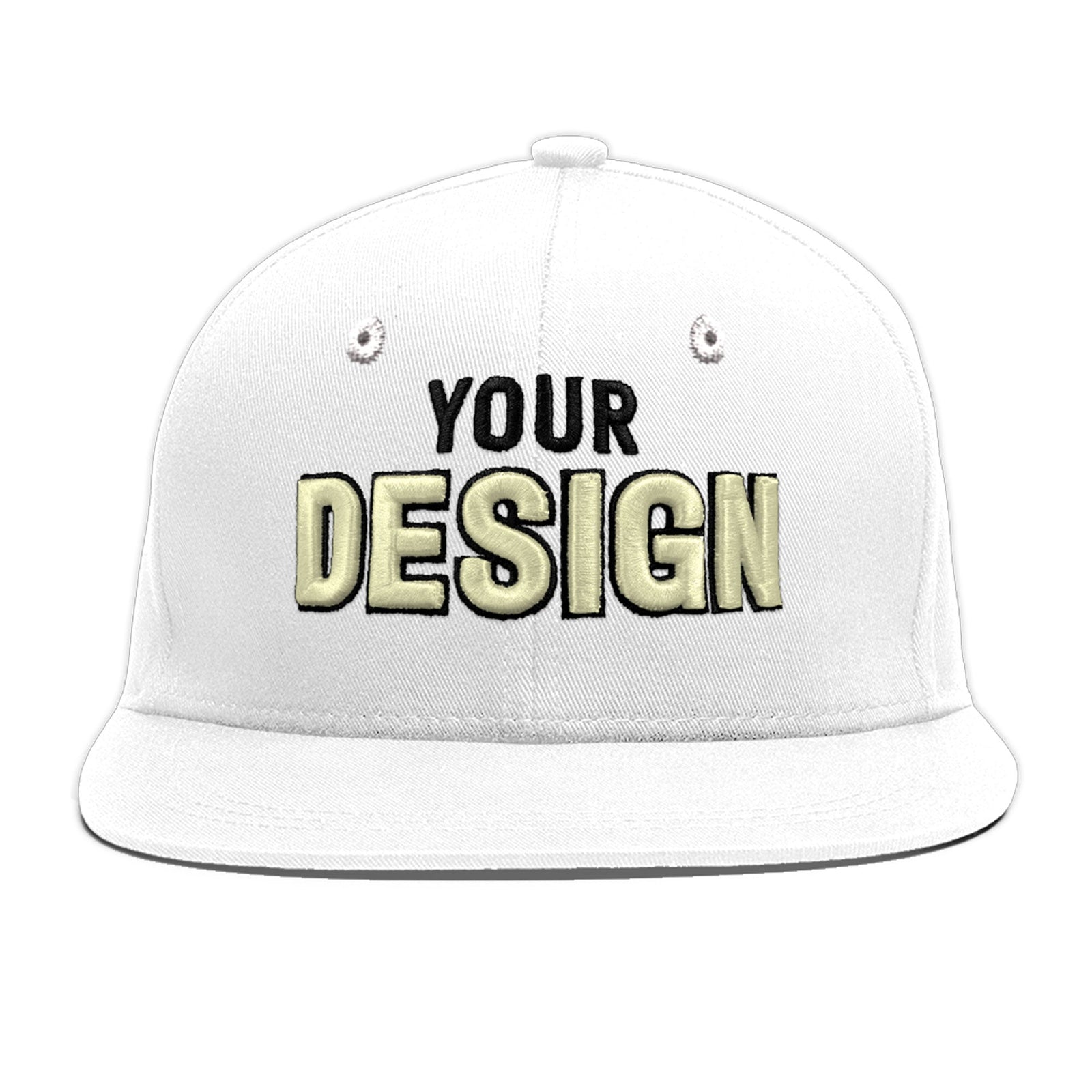 Custom White 3D Puff Embroidery Flat Embroidery Casual Sport Baseball Cap