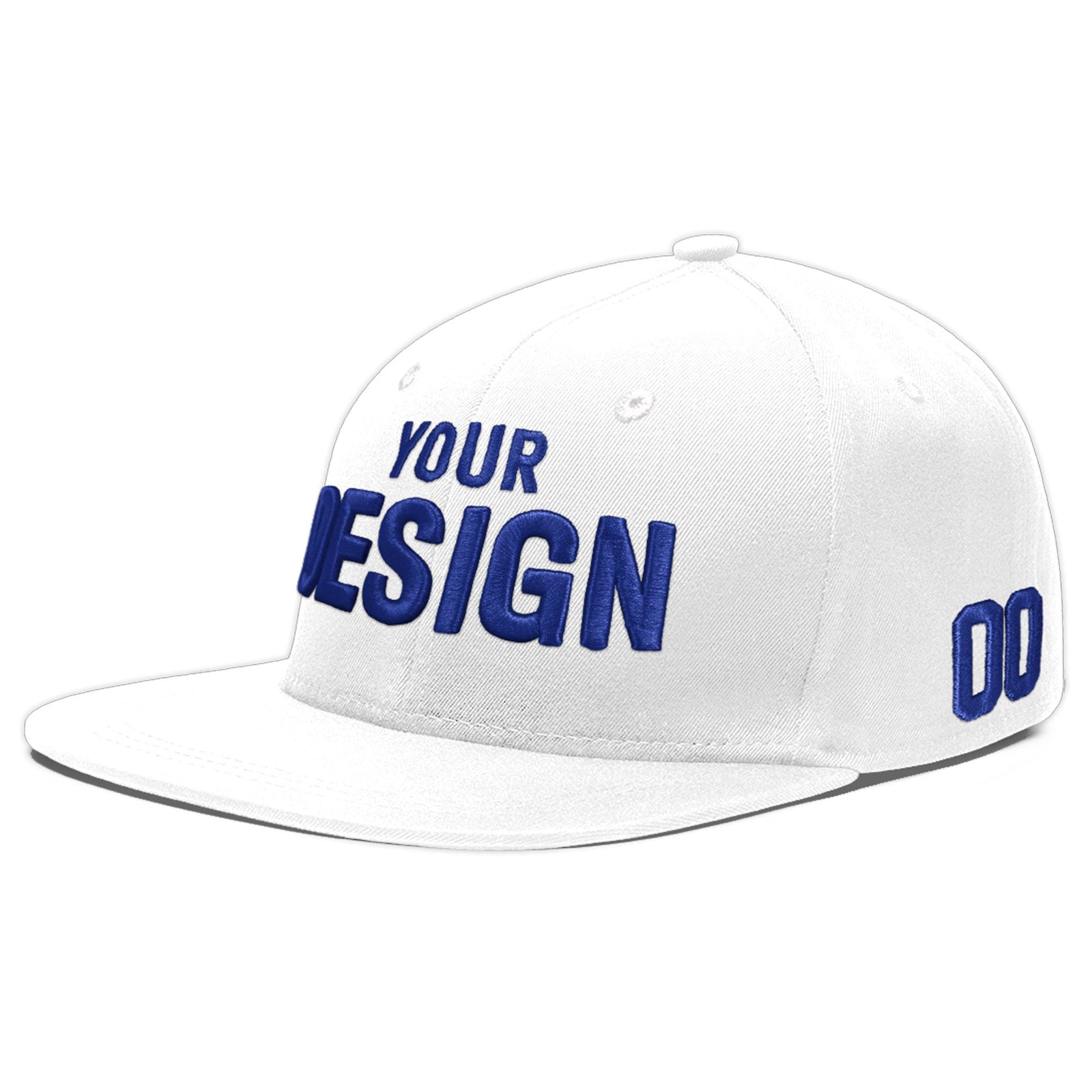 Custom White 3D Puff Embroidery Flat Embroidery Casual Sport Baseball Cap