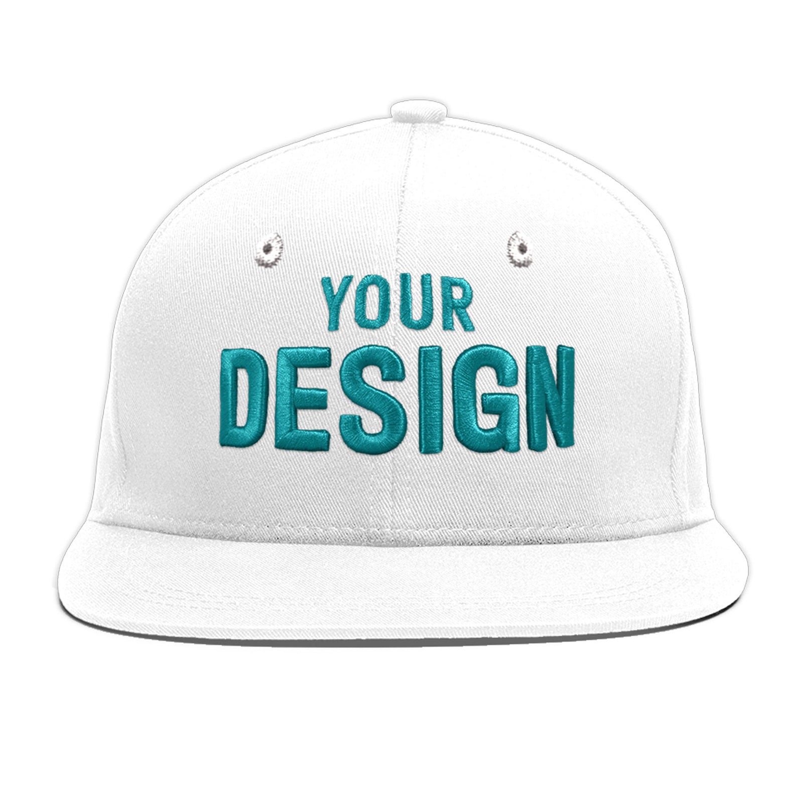 Custom White 3D Puff Embroidery Flat Embroidery Casual Sport Baseball Cap