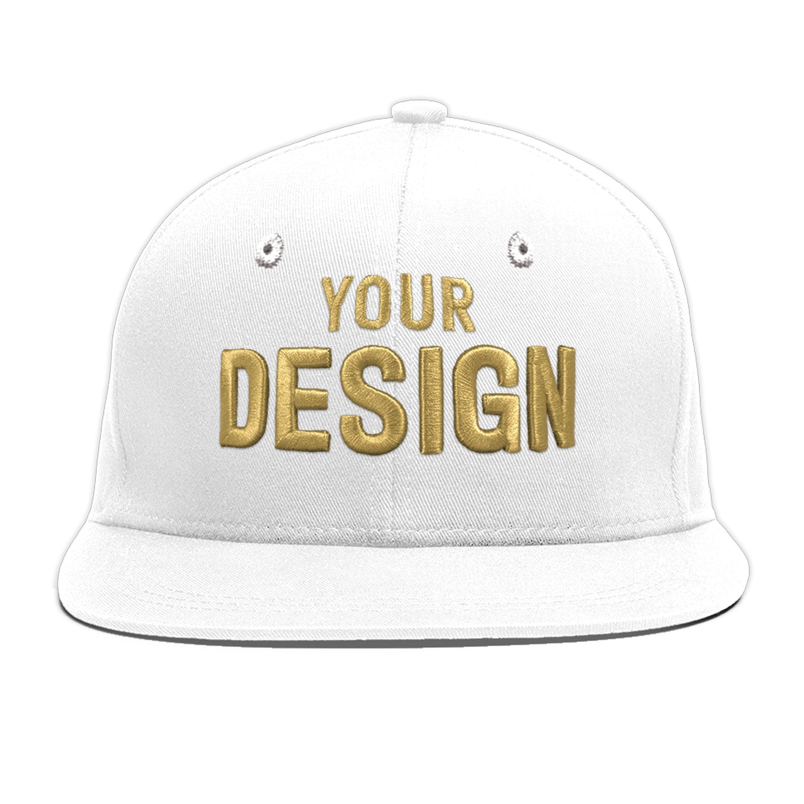Custom White 3D Puff Embroidery Flat Embroidery Casual Sport Baseball Cap