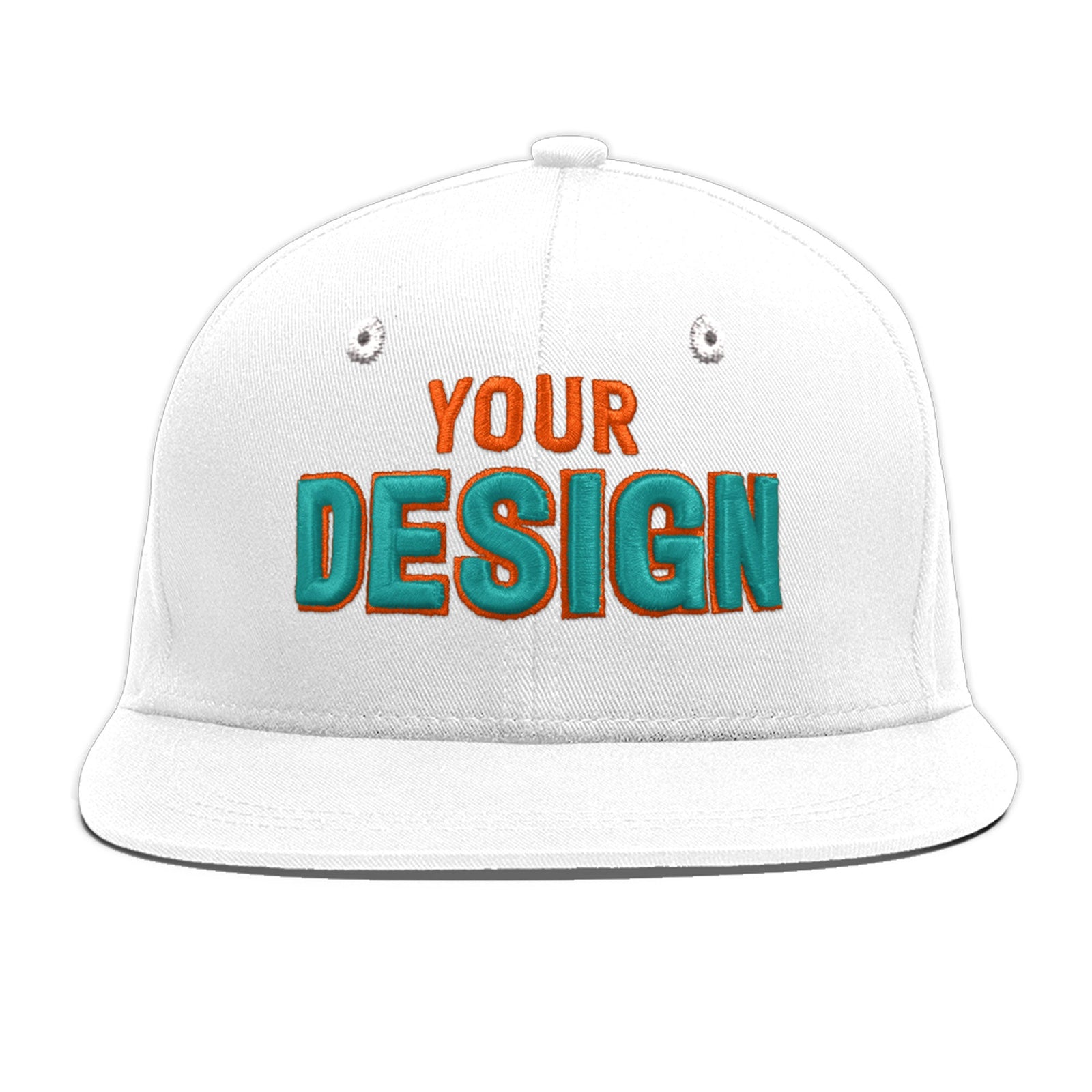 Custom White 3D Puff Embroidery Flat Embroidery Casual Sport Baseball Cap
