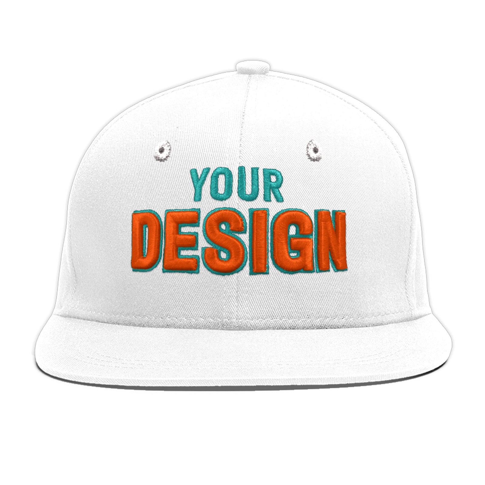 Custom White 3D Puff Embroidery Flat Embroidery Casual Sport Baseball Cap