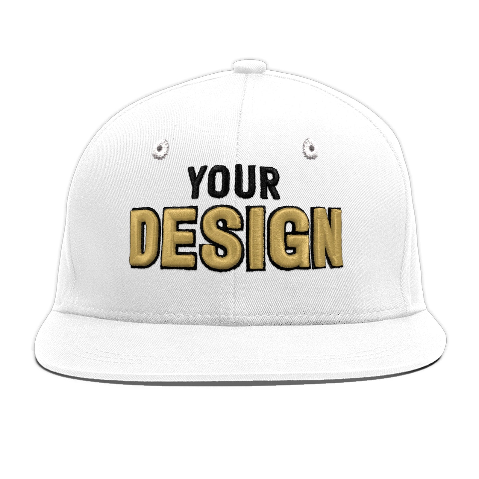 Custom White 3D Puff Embroidery Flat Embroidery Casual Sport Baseball Cap