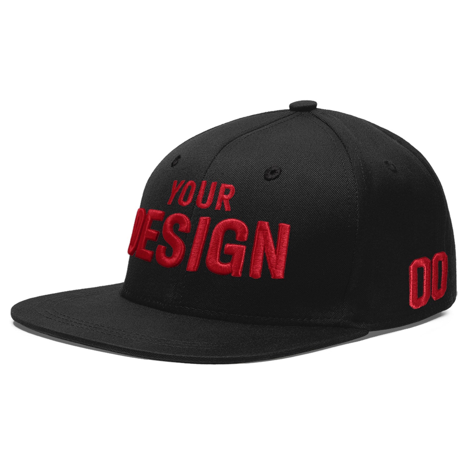 Custom Black 3D Puff Embroidery Flat Embroidery Casual Sport Baseball Cap