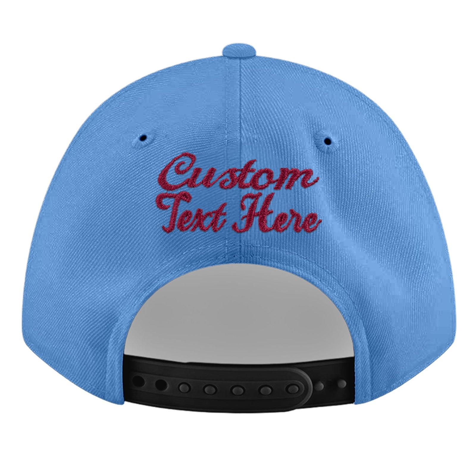 Custom Powder Blue 3D Puff Embroidery Flat Embroidery Casual Sport Baseball Cap
