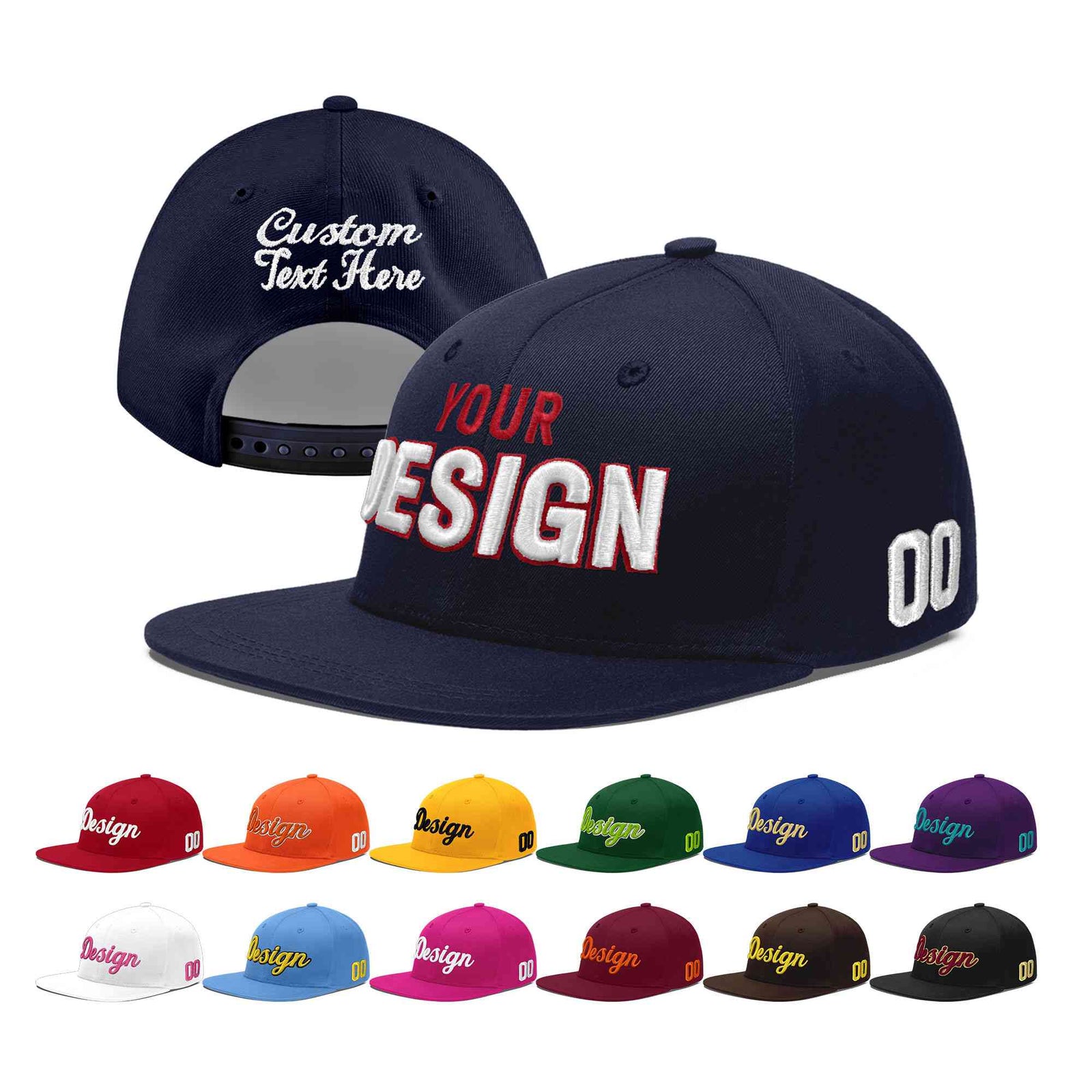 Custom Navy 3D Puff Embroidery Flat Embroidery Casual Sport Baseball Cap