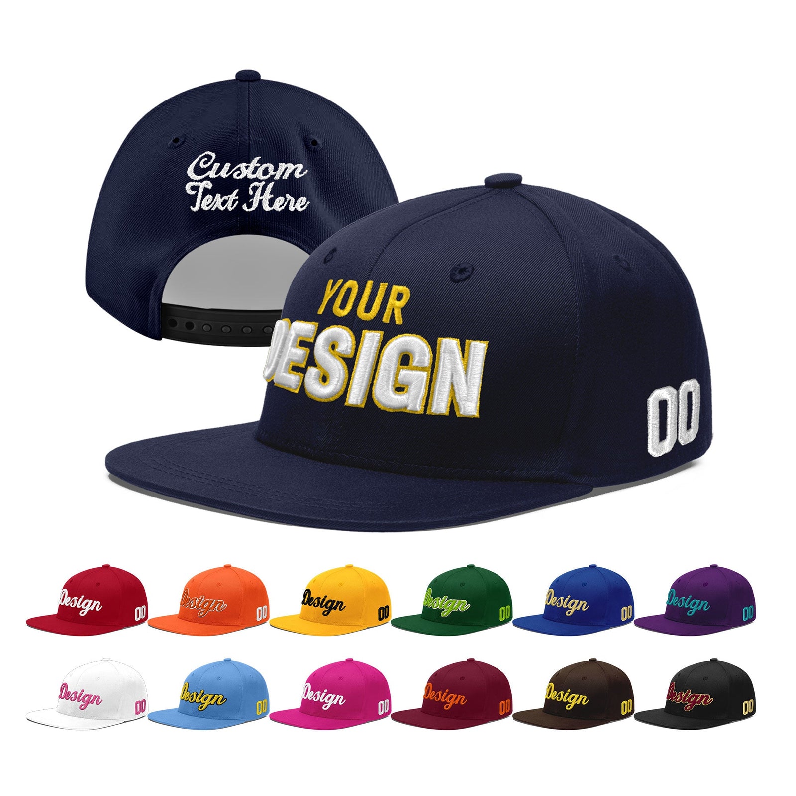 Custom Navy 3D Puff Embroidery Flat Embroidery Casual Sport Baseball Cap