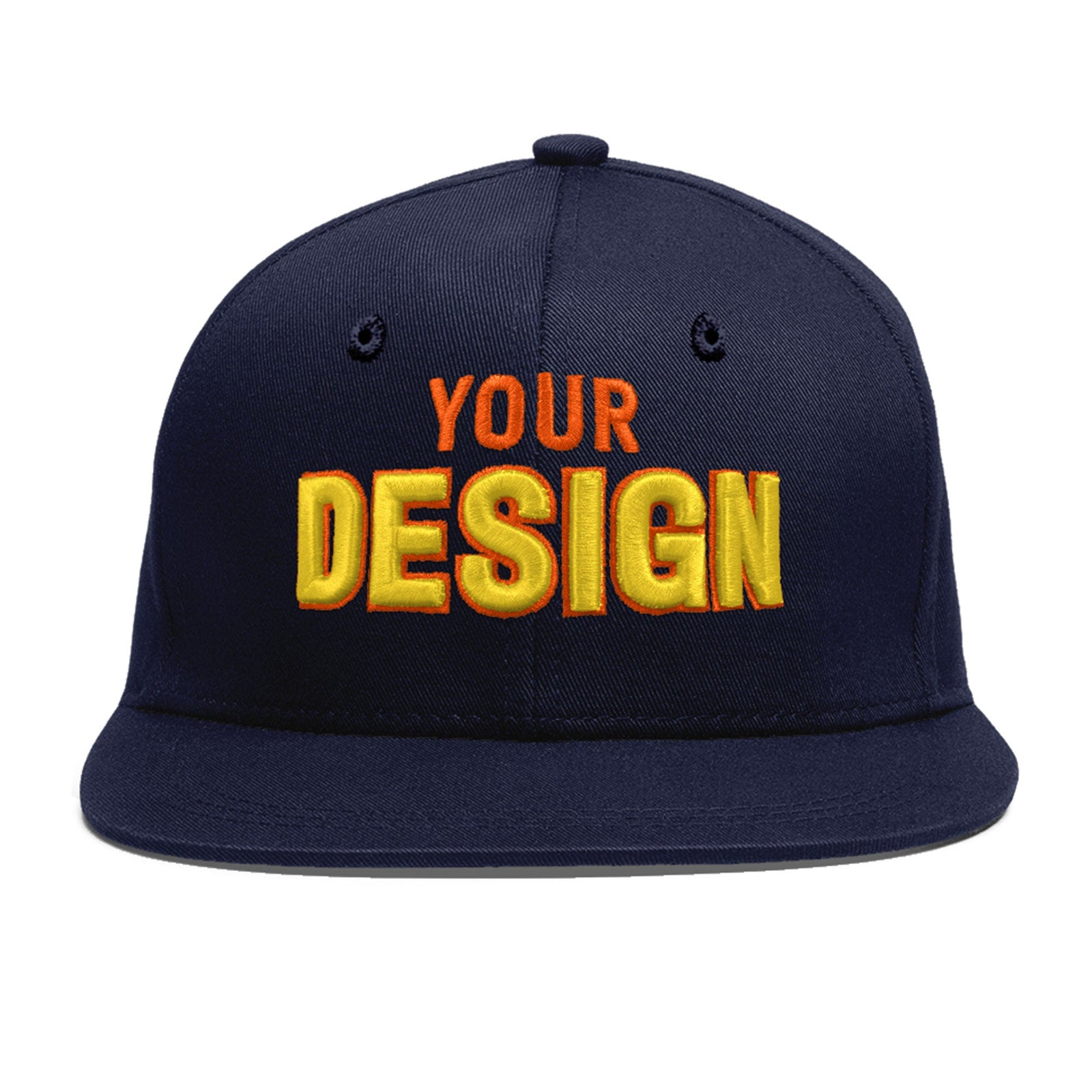 Custom Navy 3D Puff Embroidery Flat Embroidery Casual Sport Baseball Cap