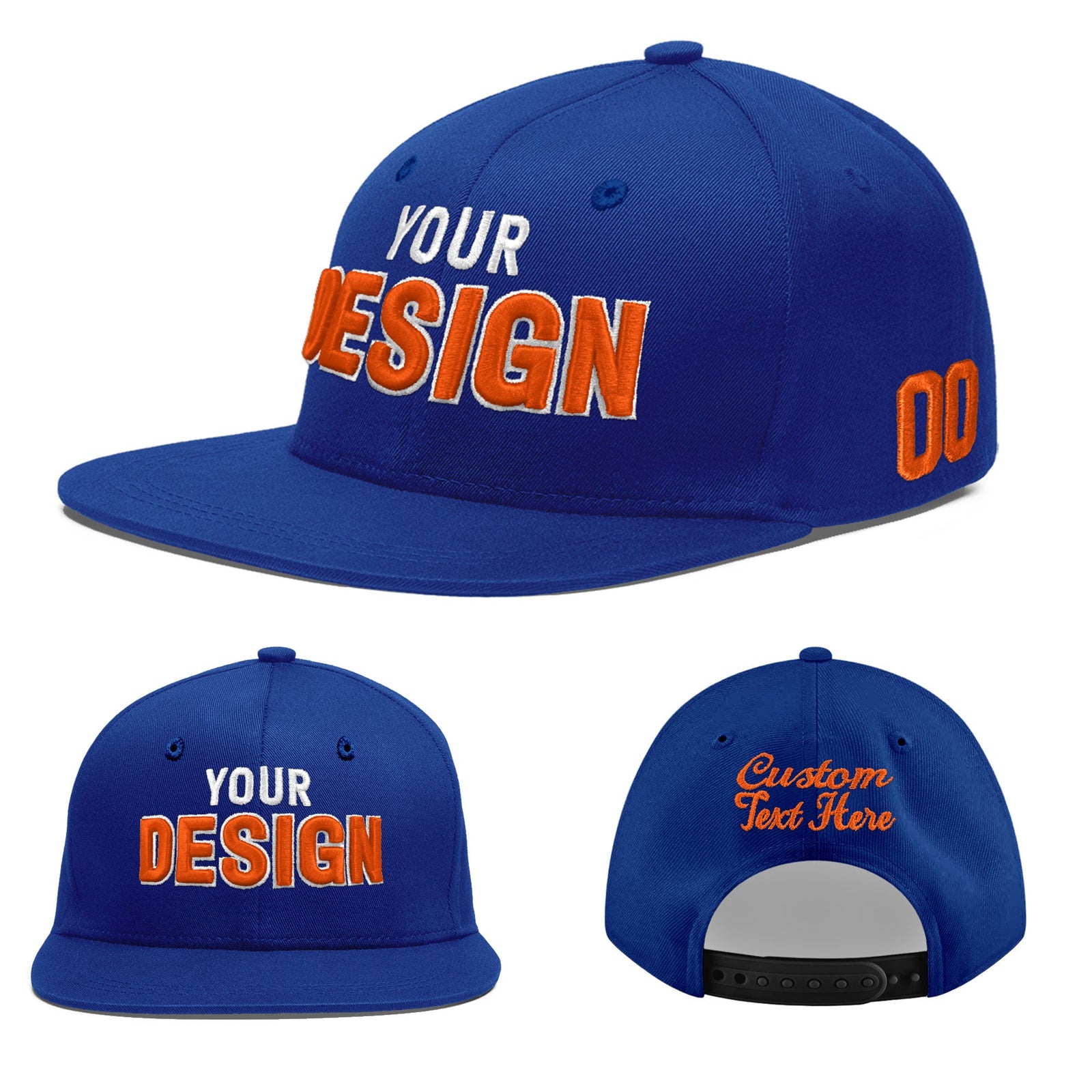Custom Royal 3D Puff Embroidery Flat Embroidery Casual Sport Baseball Cap
