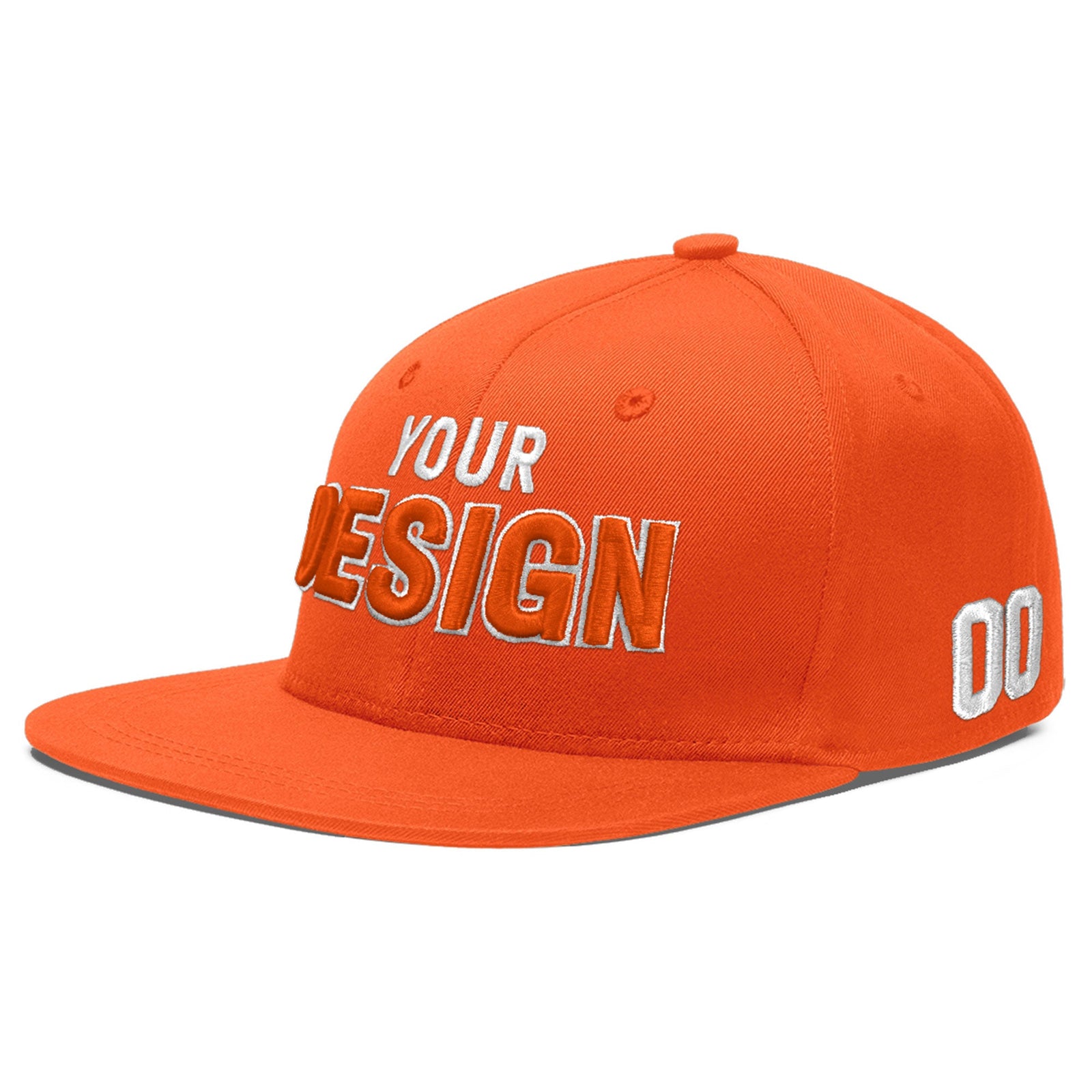 Custom Orange 3D Puff Embroidery Flat Embroidery Casual Sport Baseball Cap