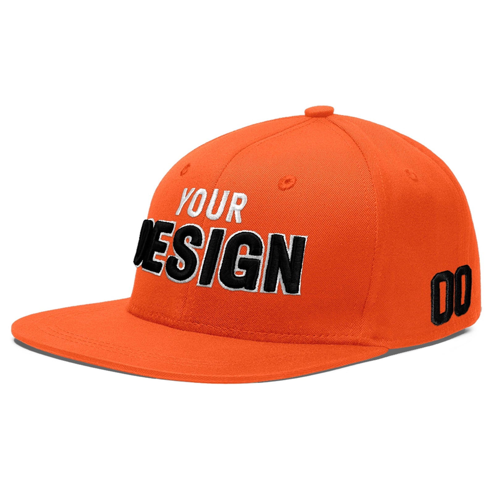 Custom Orange 3D Puff Embroidery Flat Embroidery Casual Sport Baseball Cap