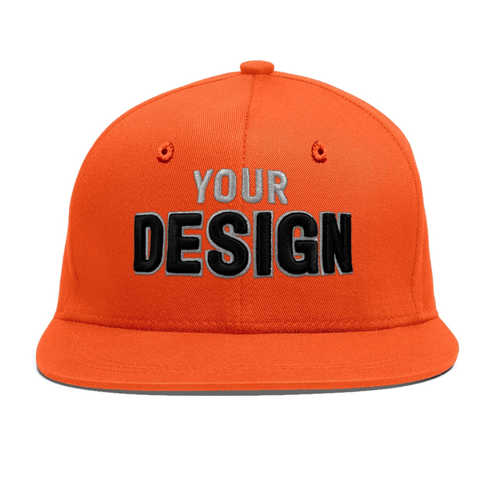 Custom Orange 3D Puff Embroidery Flat Embroidery Casual Sport Baseball Cap