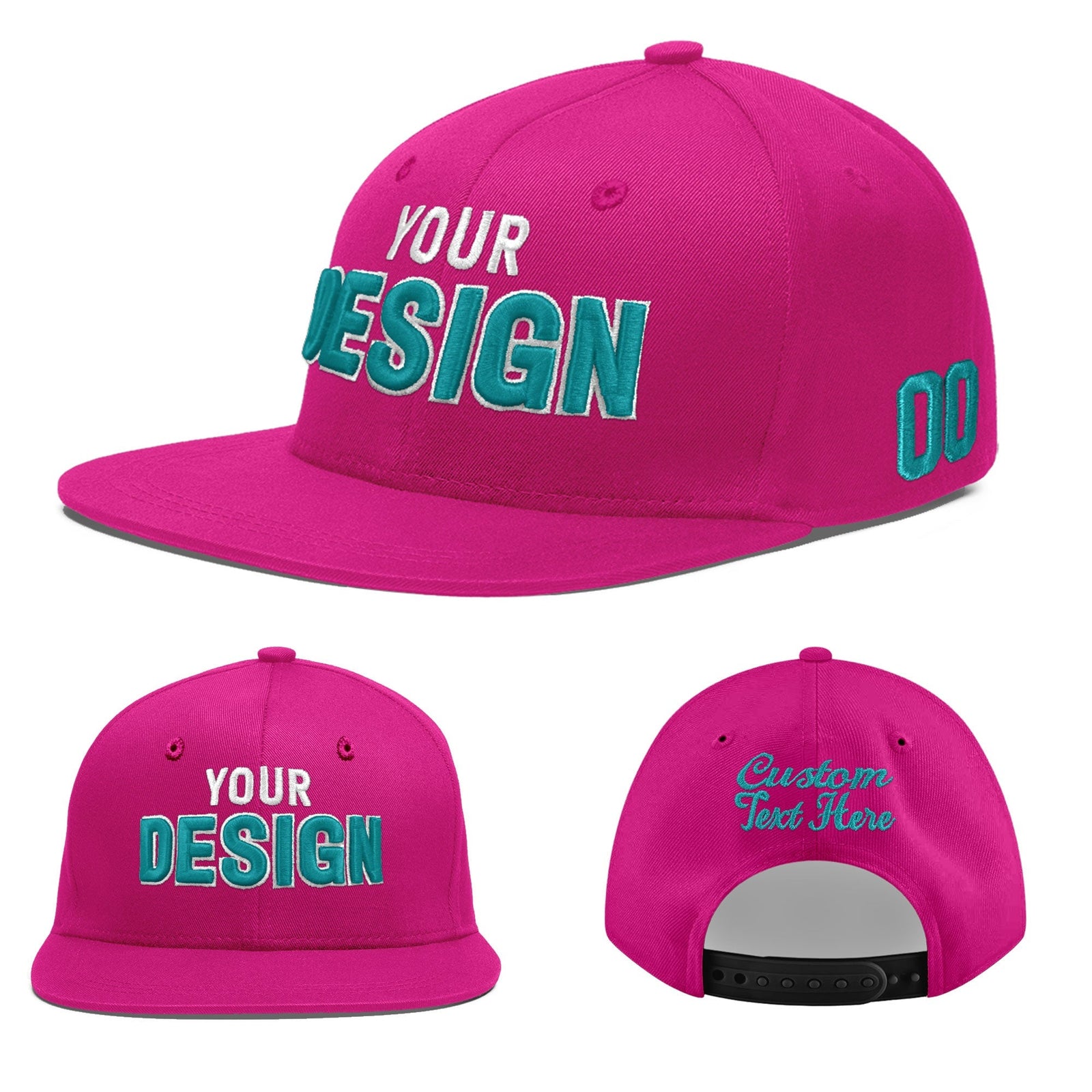 Custom Rose Red 3D Puff Embroidery Flat Embroidery Casual Sport Baseball Cap