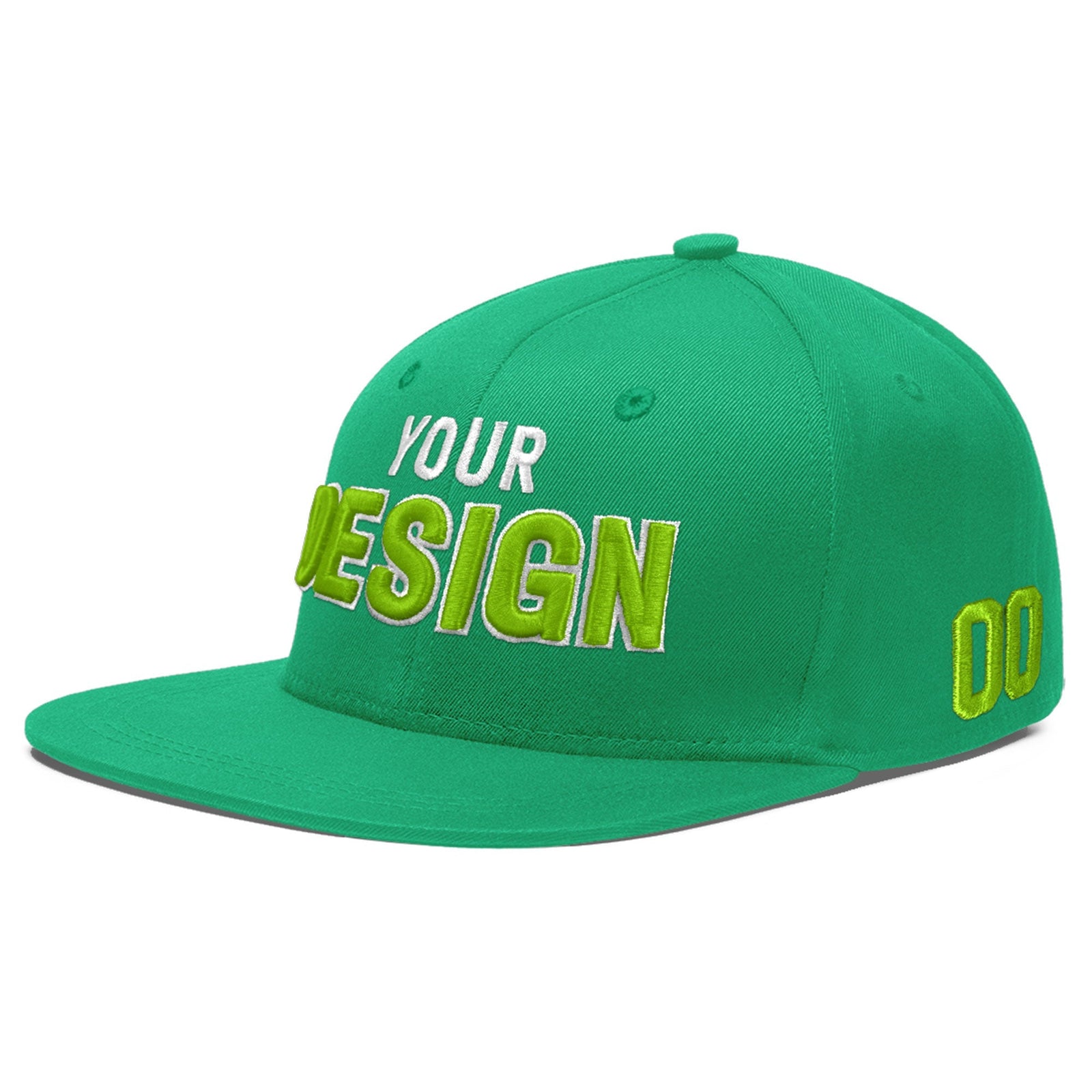 Custom Aqua 3D Puff Embroidery Flat Embroidery Casual Sport Baseball Cap