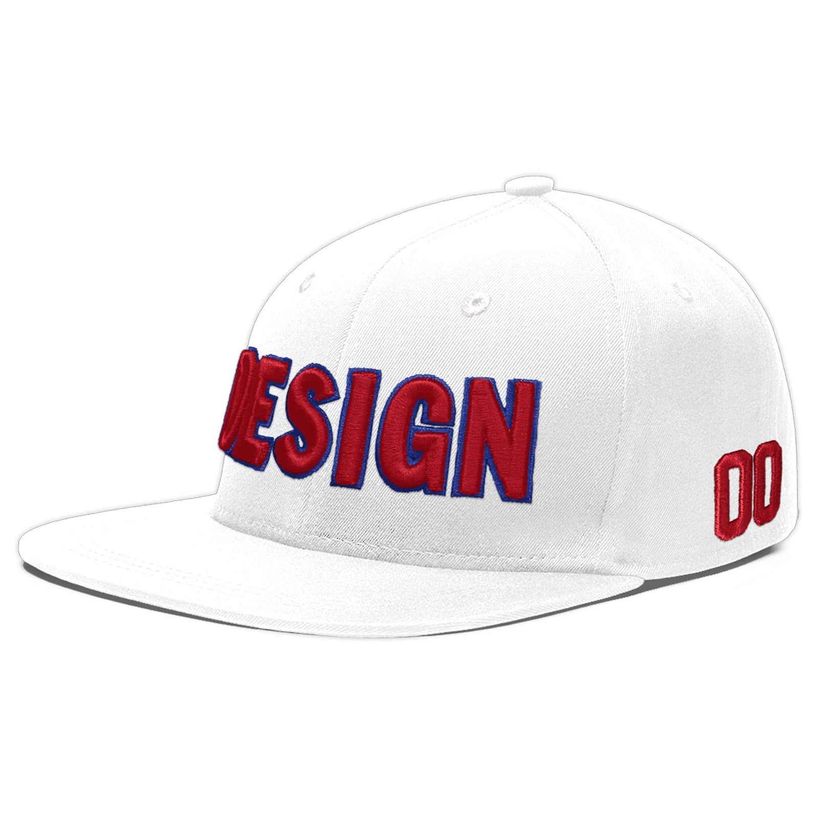 Custom White 3D Puff Embroidery Flat Embroidery Casual Sport Baseball Cap