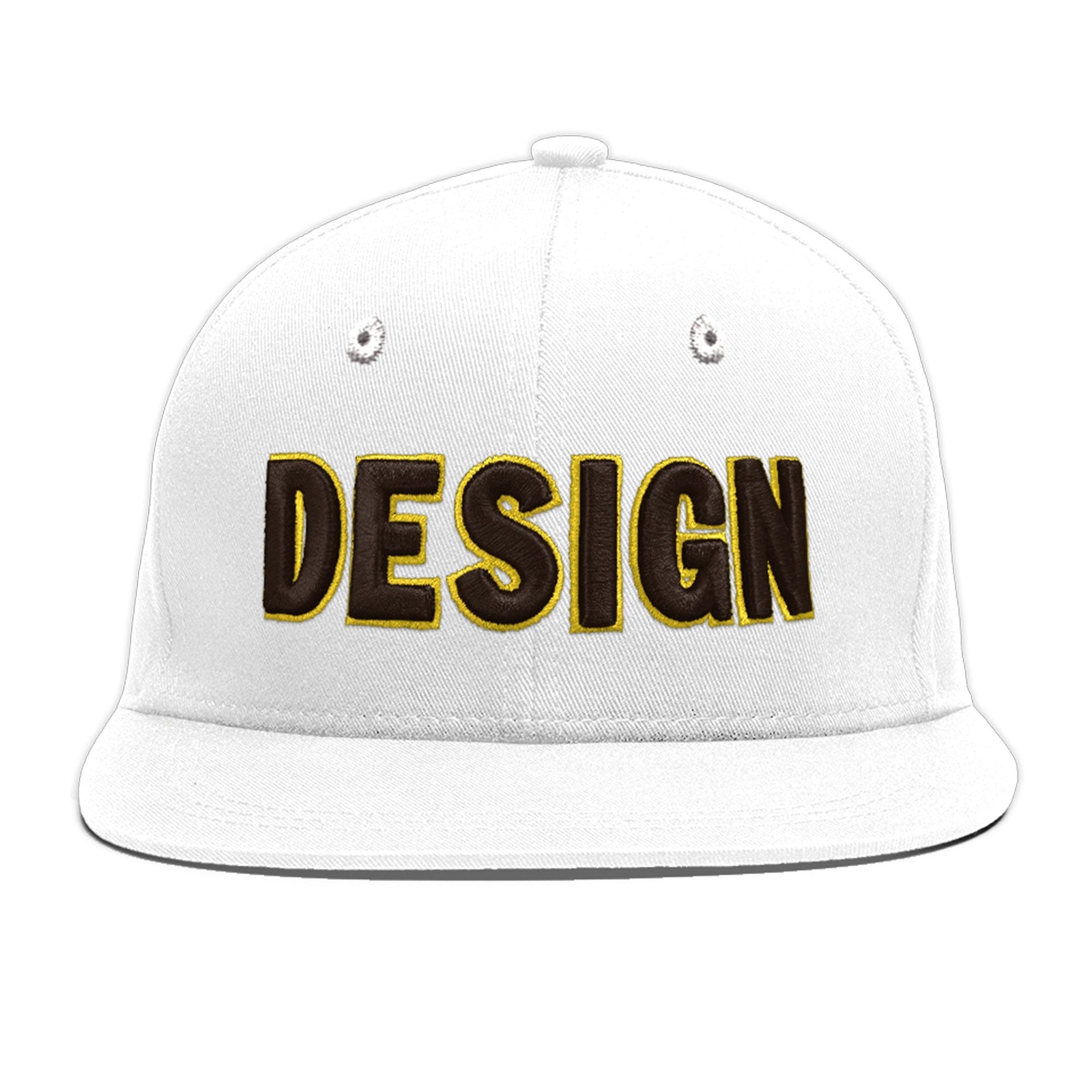 Custom White 3D Puff Embroidery Flat Embroidery Casual Sport Baseball Cap