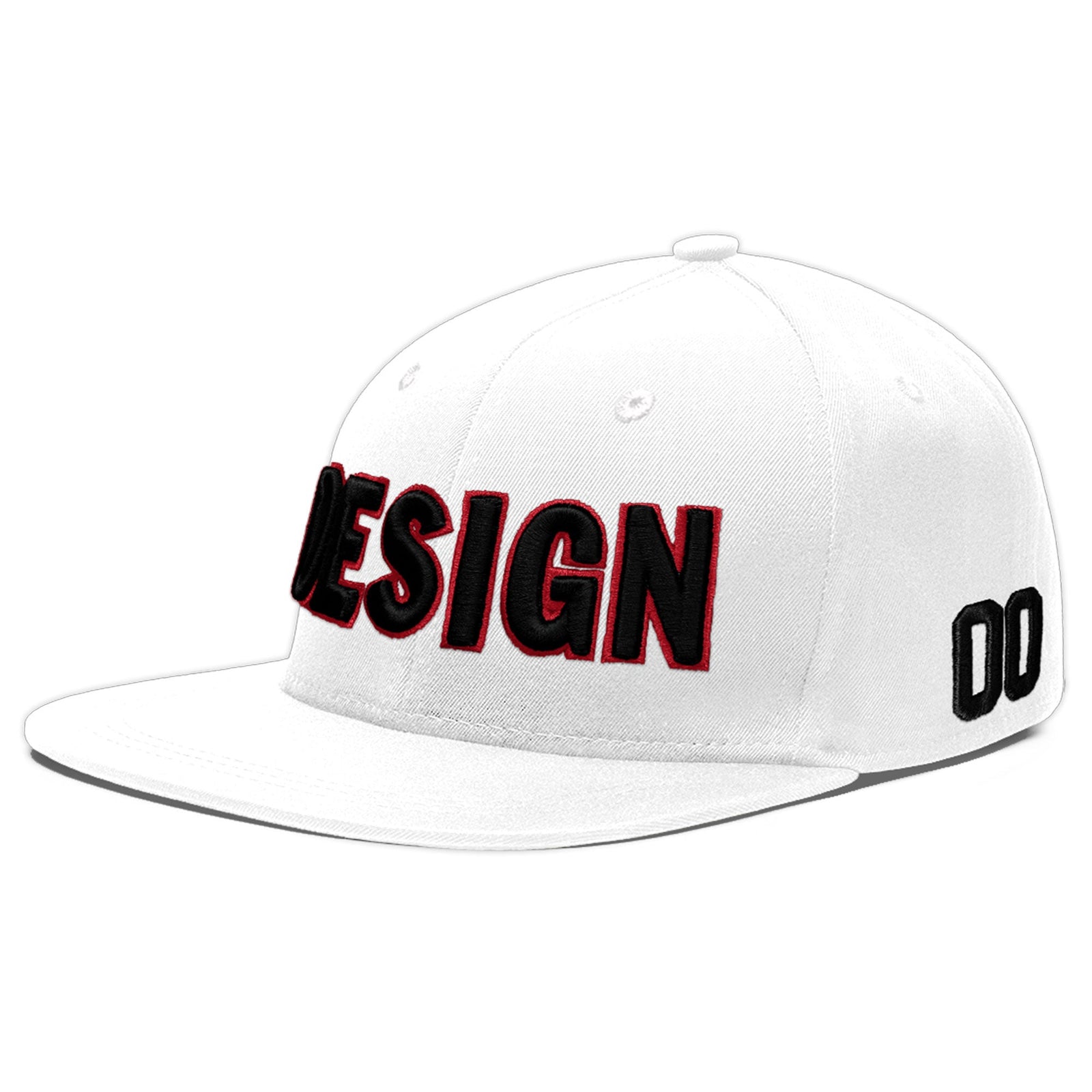 Custom White 3D Puff Embroidery Flat Embroidery Casual Sport Baseball Cap