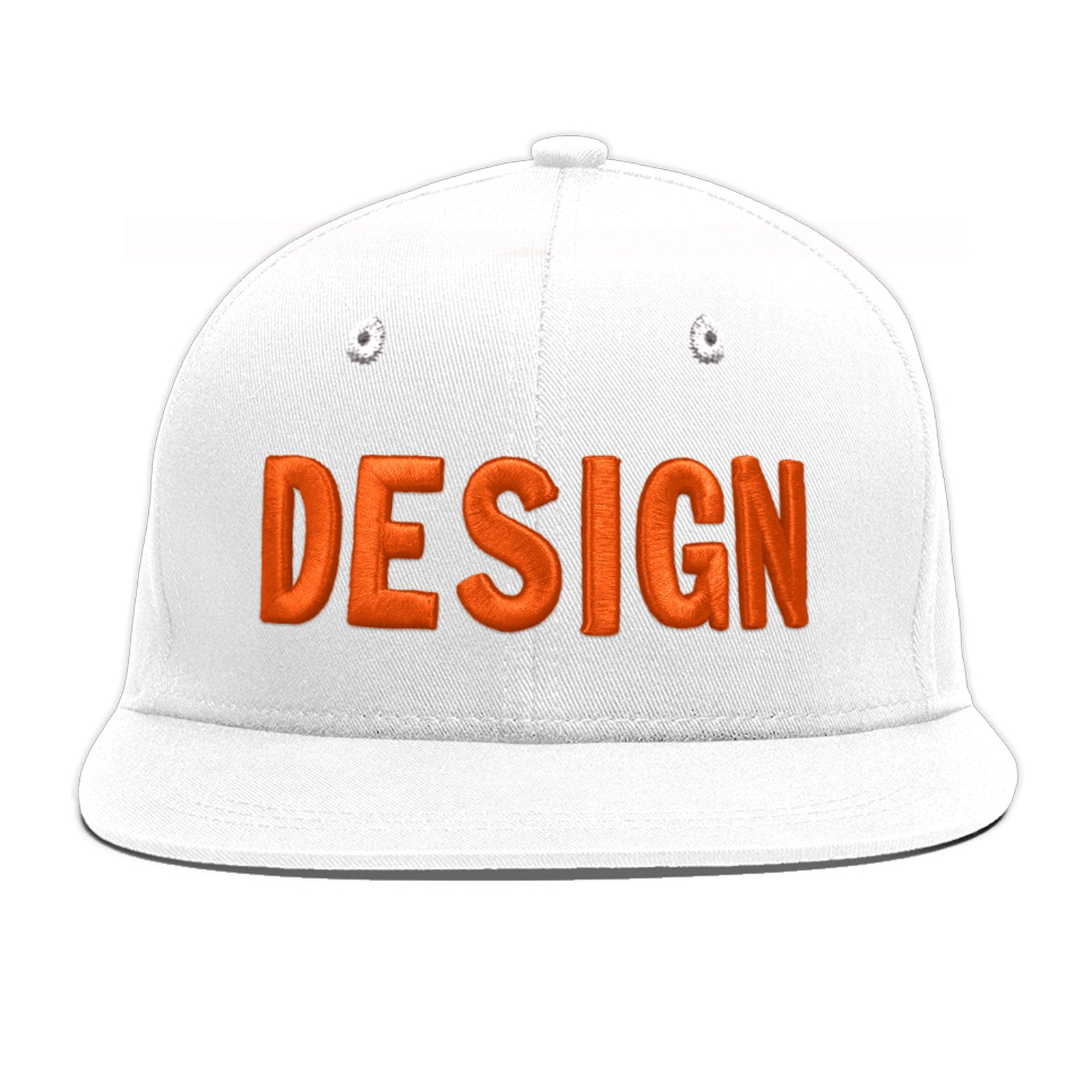Custom White 3D Puff Embroidery Flat Embroidery Casual Sport Baseball Cap