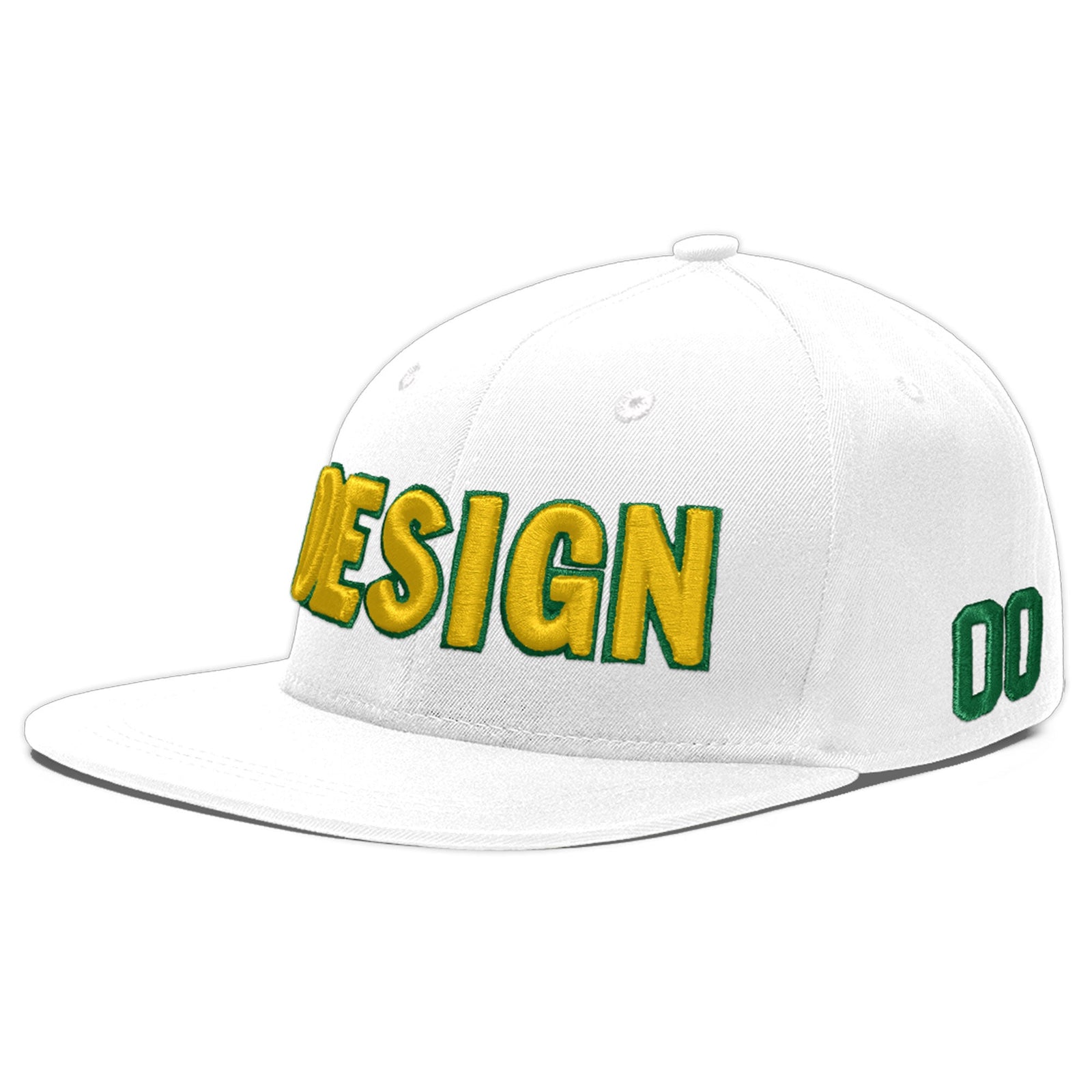 Custom White 3D Puff Embroidery Flat Embroidery Casual Sport Baseball Cap