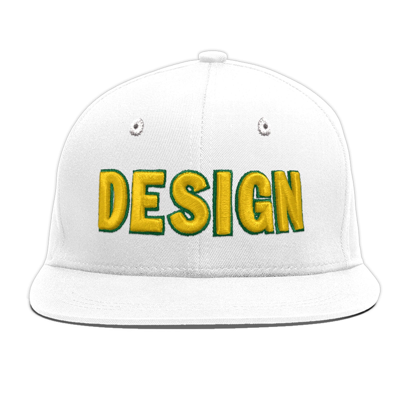 Custom White 3D Puff Embroidery Flat Embroidery Casual Sport Baseball Cap