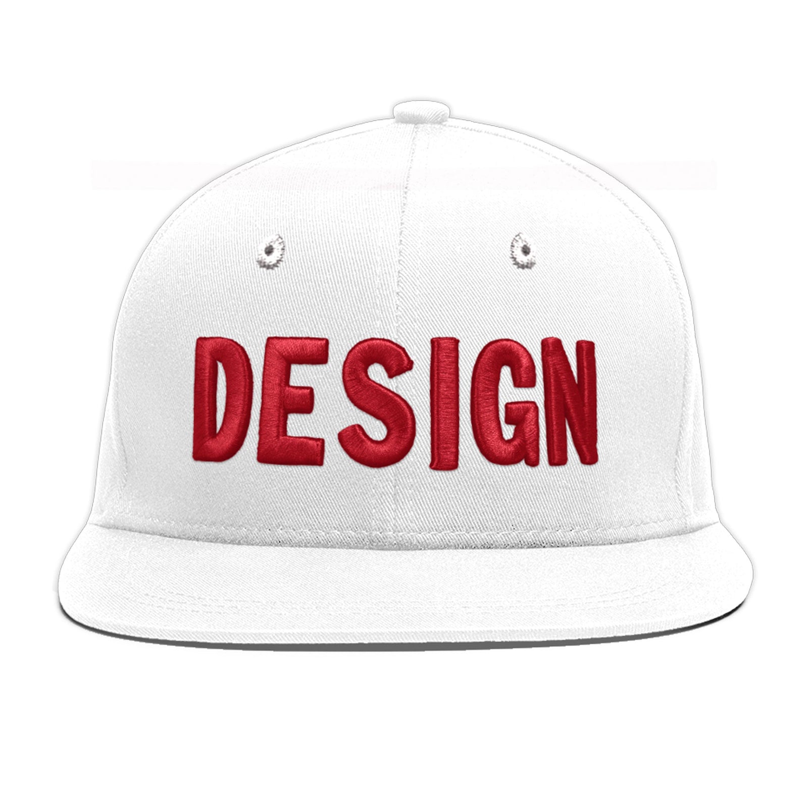 Custom White 3D Puff Embroidery Flat Embroidery Casual Sport Baseball Cap