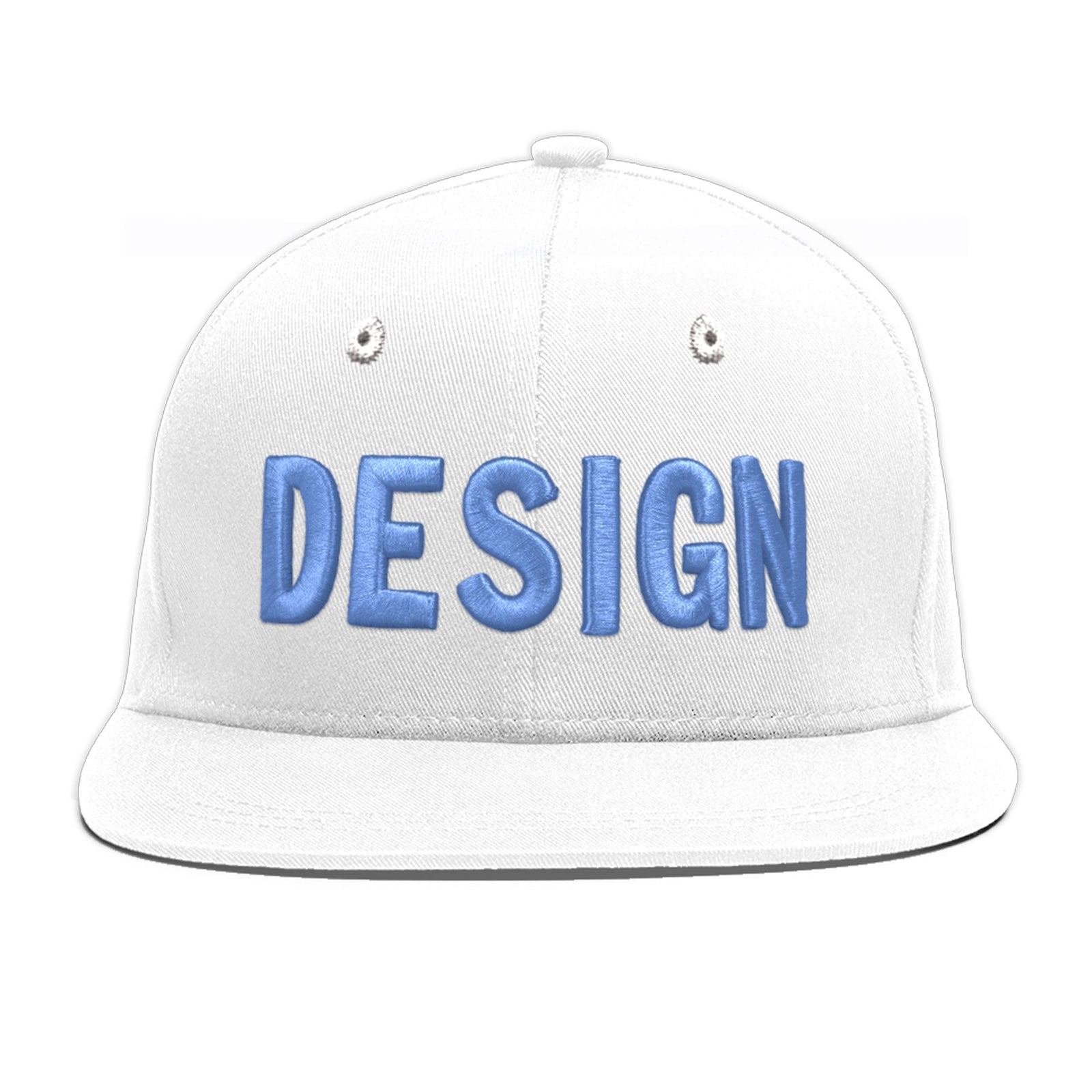 Custom White 3D Puff Embroidery Flat Embroidery Casual Sport Baseball Cap