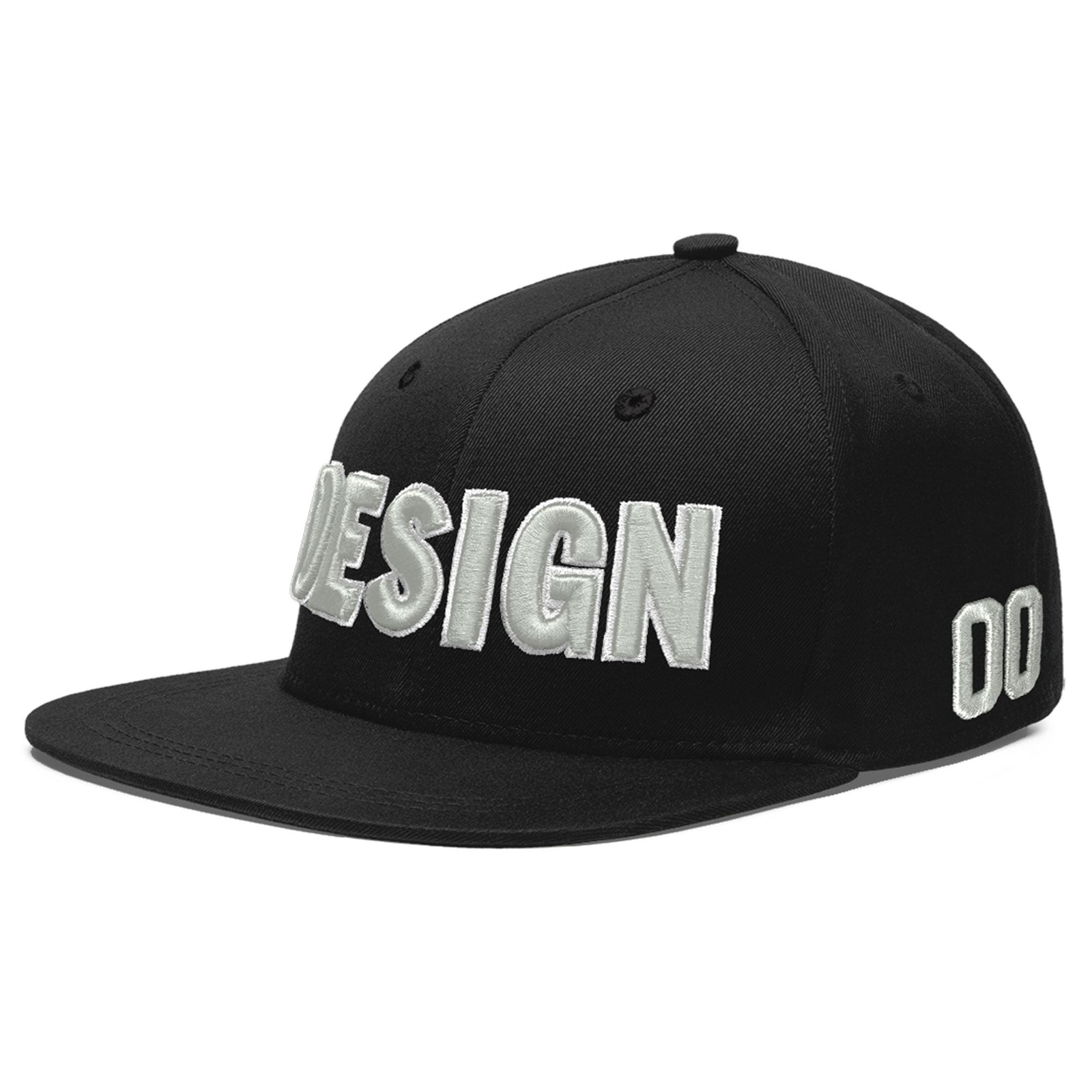 Custom Black 3D Puff Embroidery Flat Embroidery Casual Sport Baseball Cap
