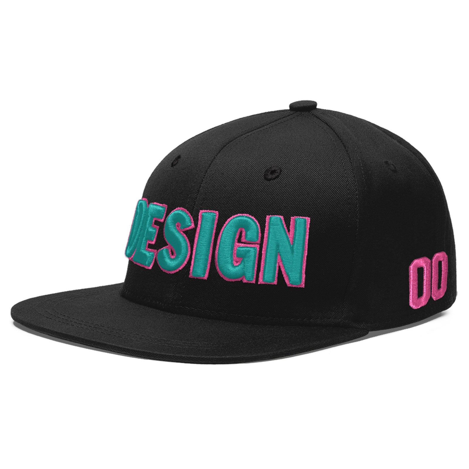 Custom Black 3D Puff Embroidery Flat Embroidery Casual Sport Baseball Cap