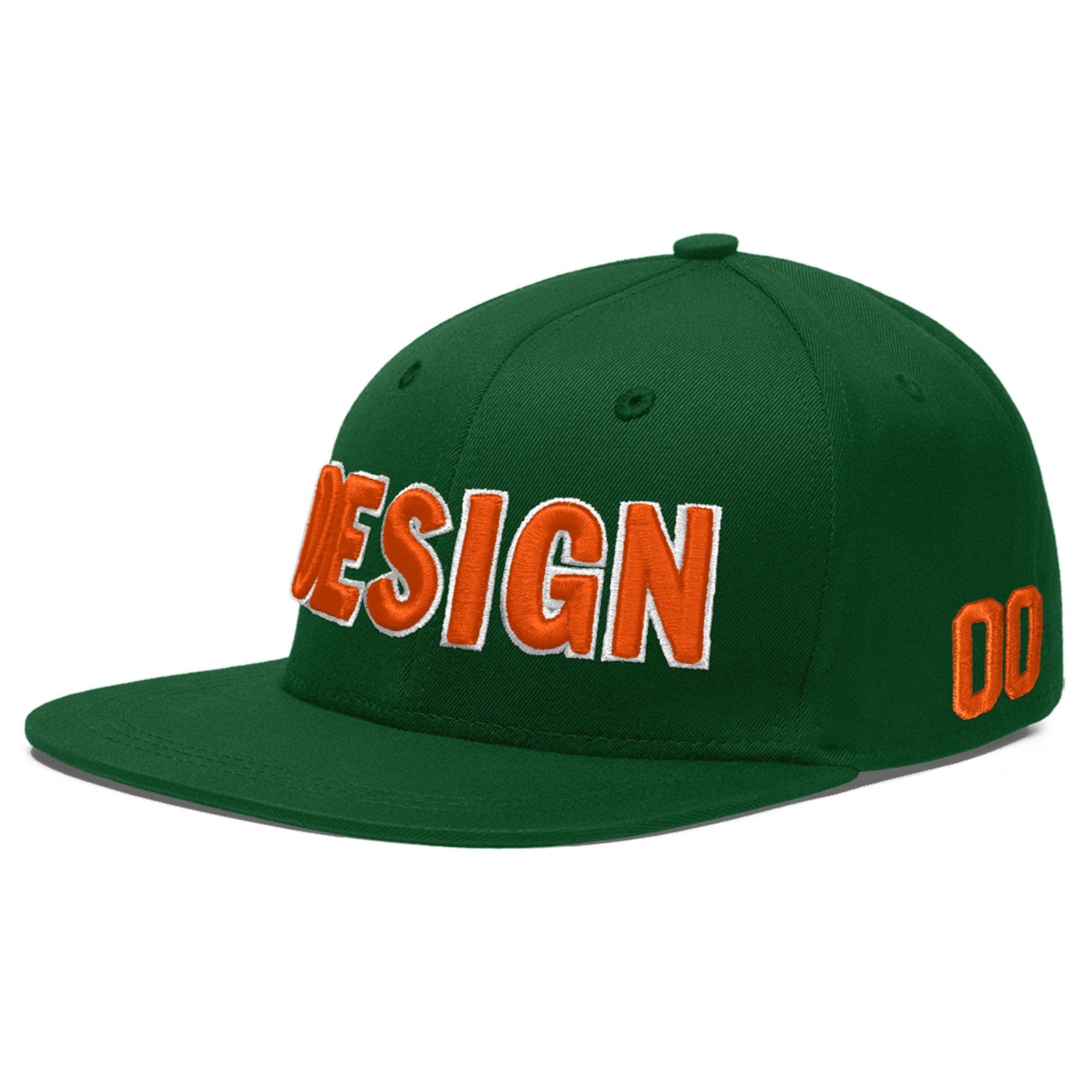 Custom Green 3D Puff Embroidery Flat Embroidery Casual Sport Baseball Cap