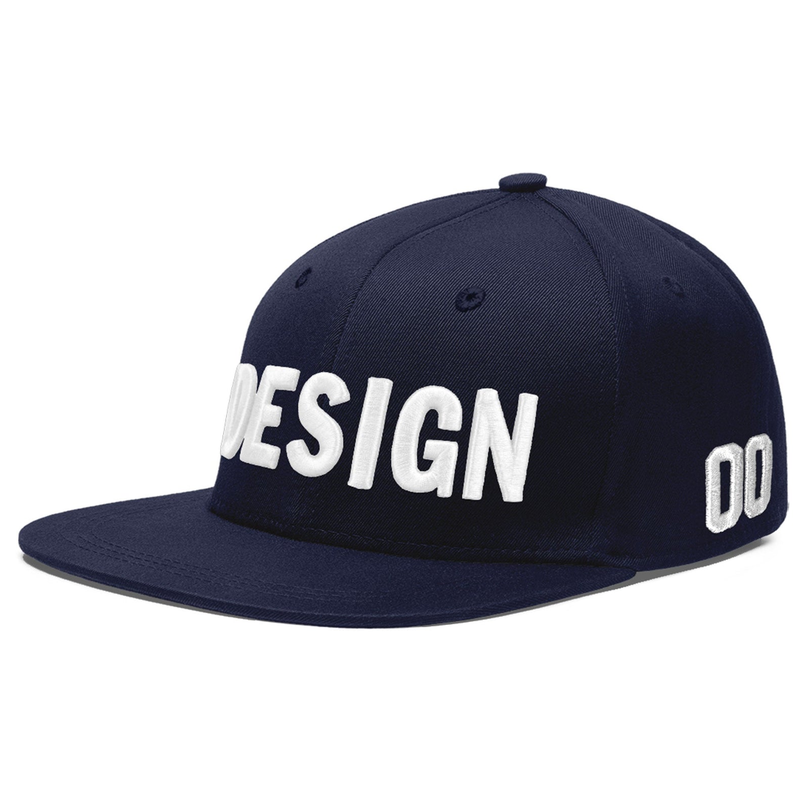 Custom Navy 3D Puff Embroidery Flat Embroidery Casual Sport Baseball Cap