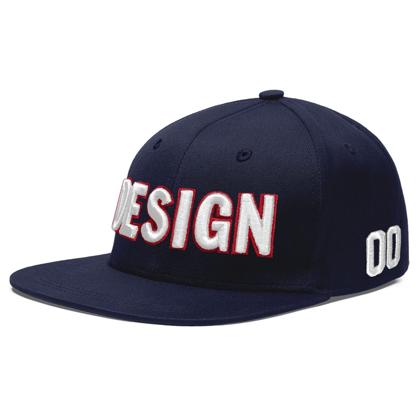 Custom Navy 3D Puff Embroidery Flat Embroidery Casual Sport Baseball Cap