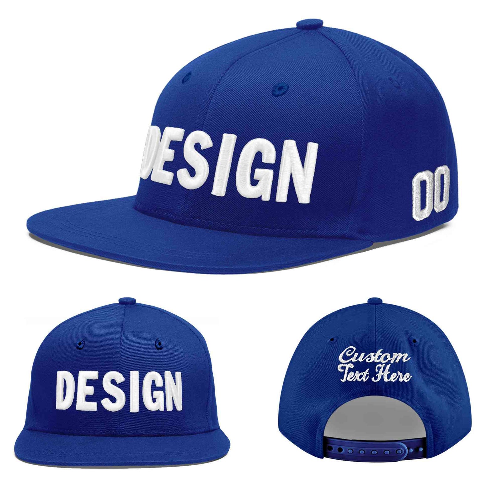 Custom Royal 3D Puff Embroidery Flat Embroidery Casual Sport Baseball Cap