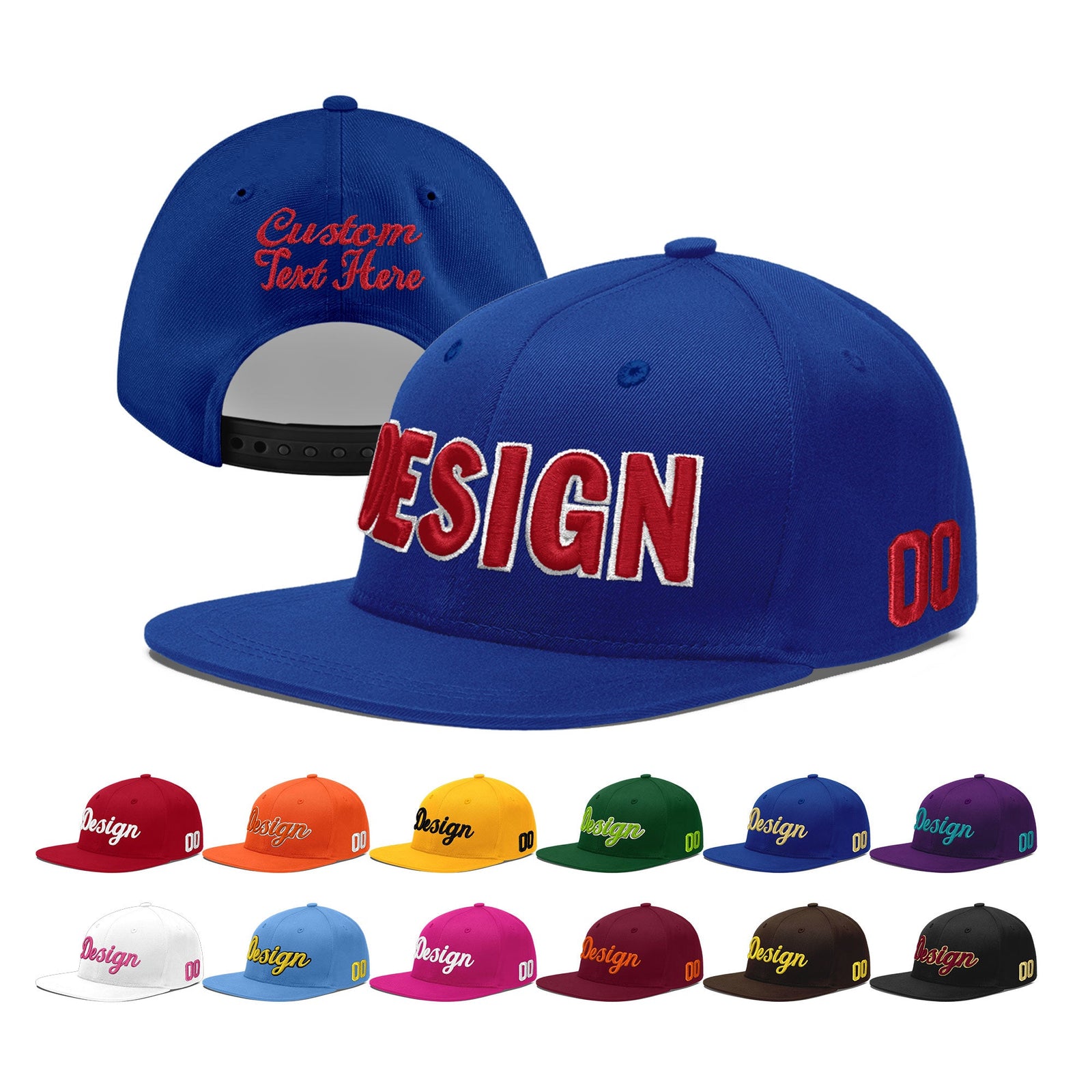 Custom Royal 3D Puff Embroidery Flat Embroidery Casual Sport Baseball Cap