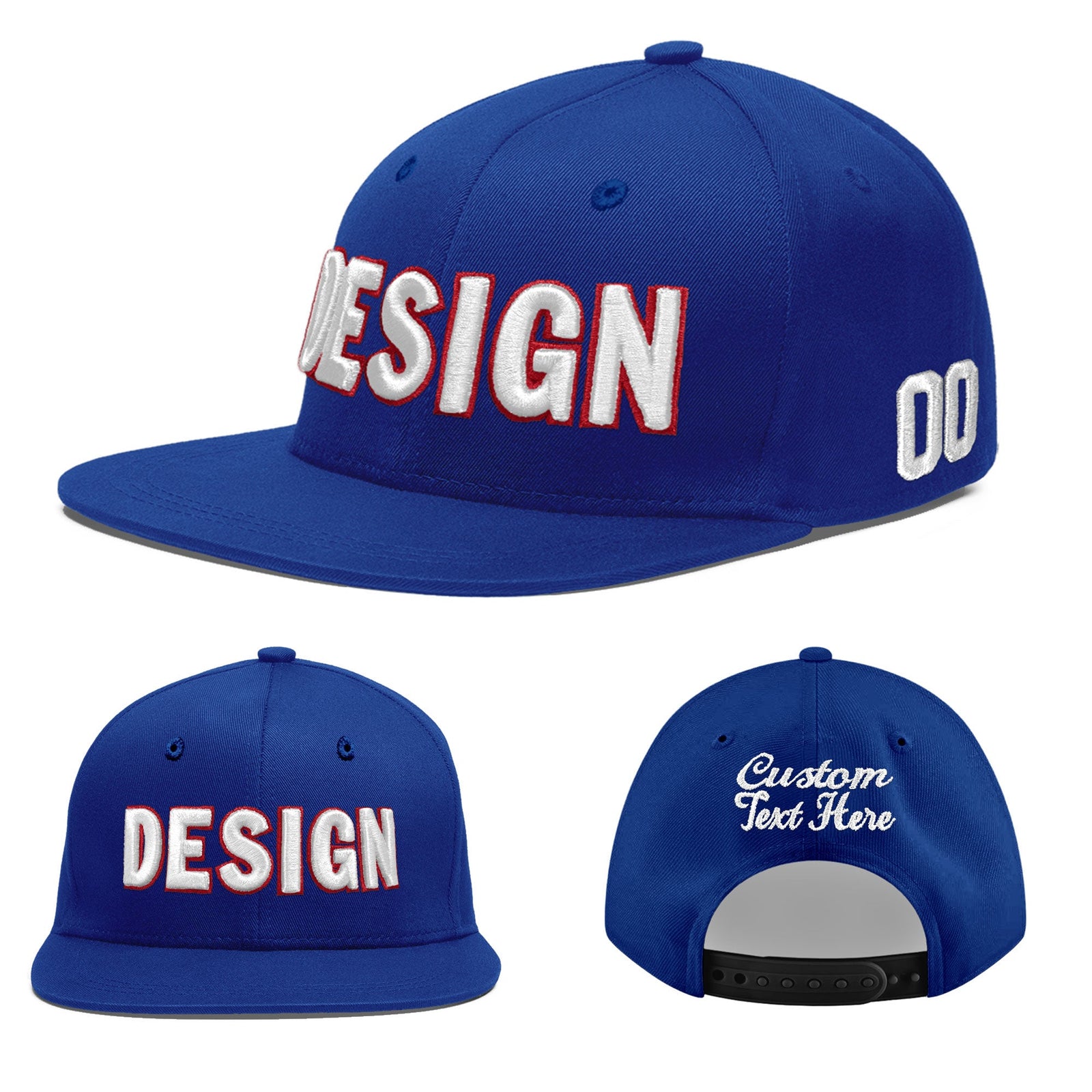 Custom Royal 3D Puff Embroidery Flat Embroidery Casual Sport Baseball Cap