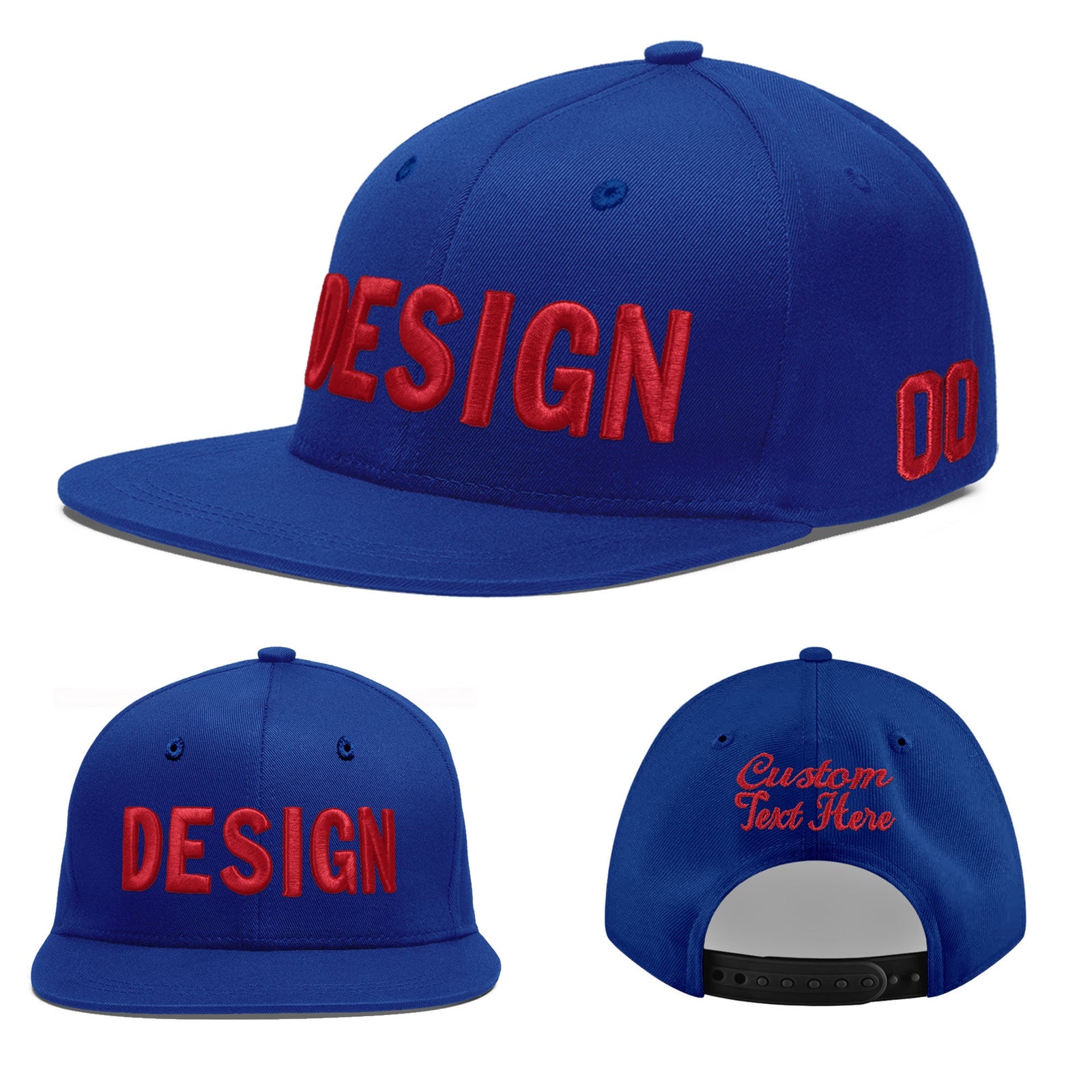 Custom Royal 3D Puff Embroidery Flat Embroidery Casual Sport Baseball Cap