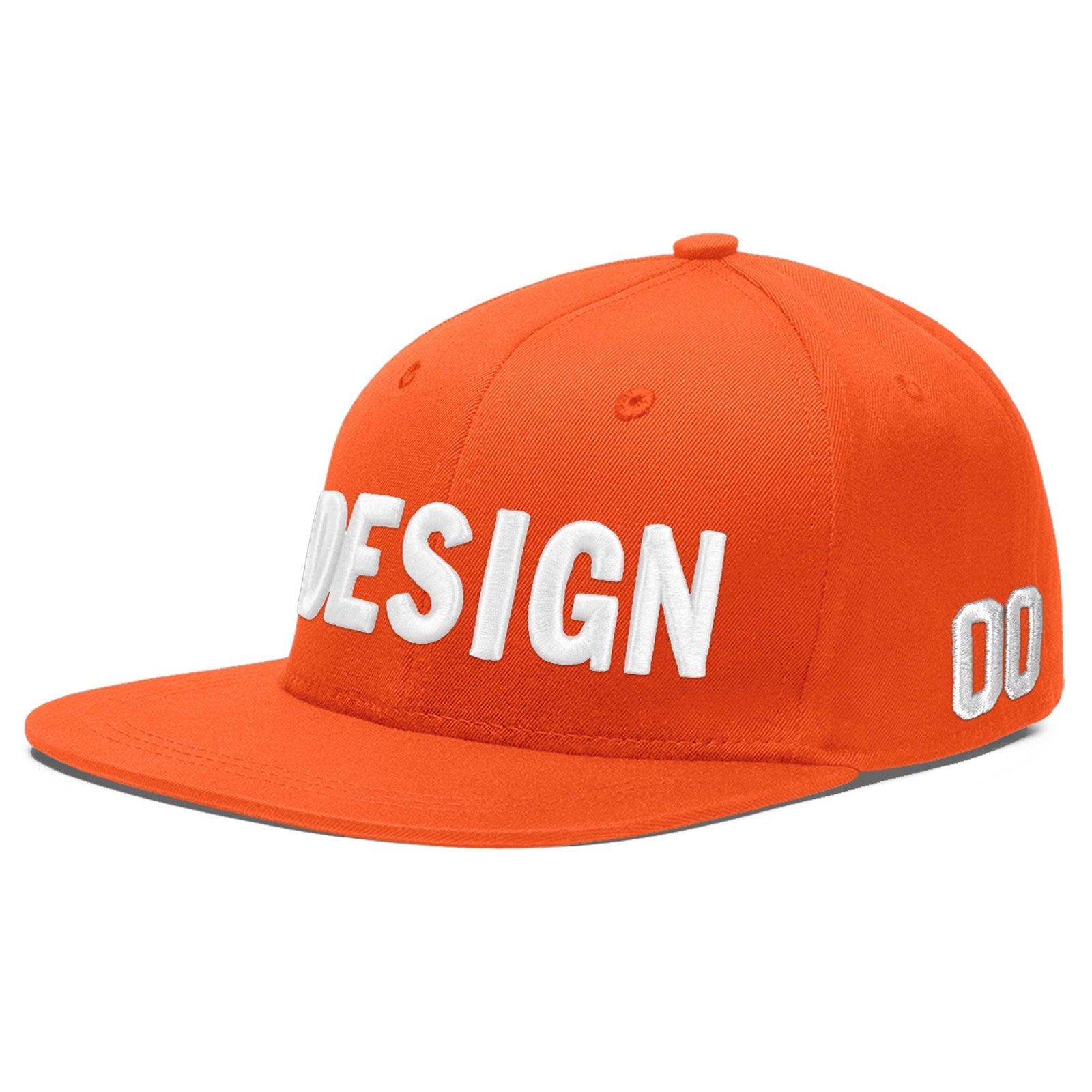 Custom Orange 3D Puff Embroidery Flat Embroidery Casual Sport Baseball Cap