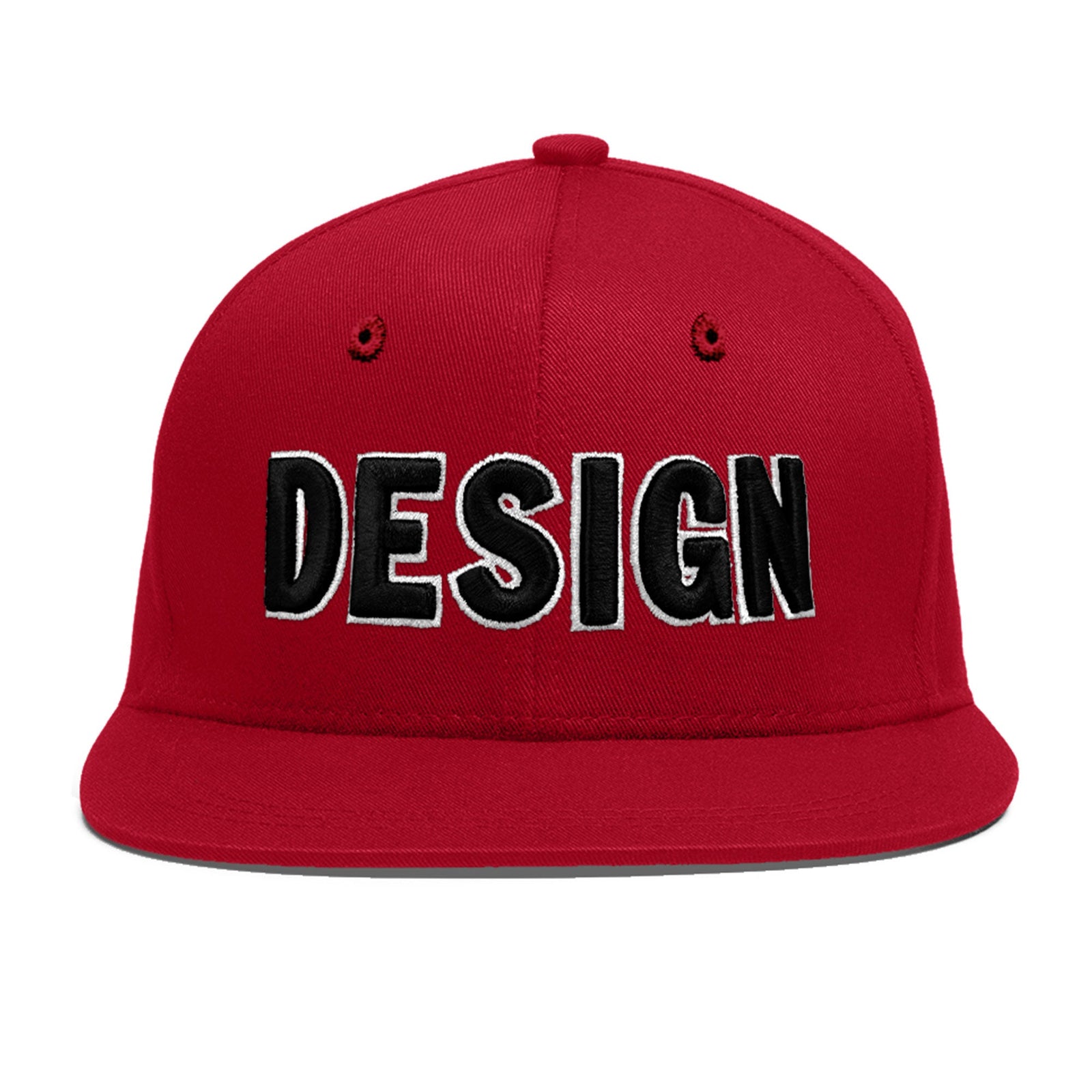 Custom Red 3D Puff Embroidery Flat Embroidery Casual Sport Baseball Cap
