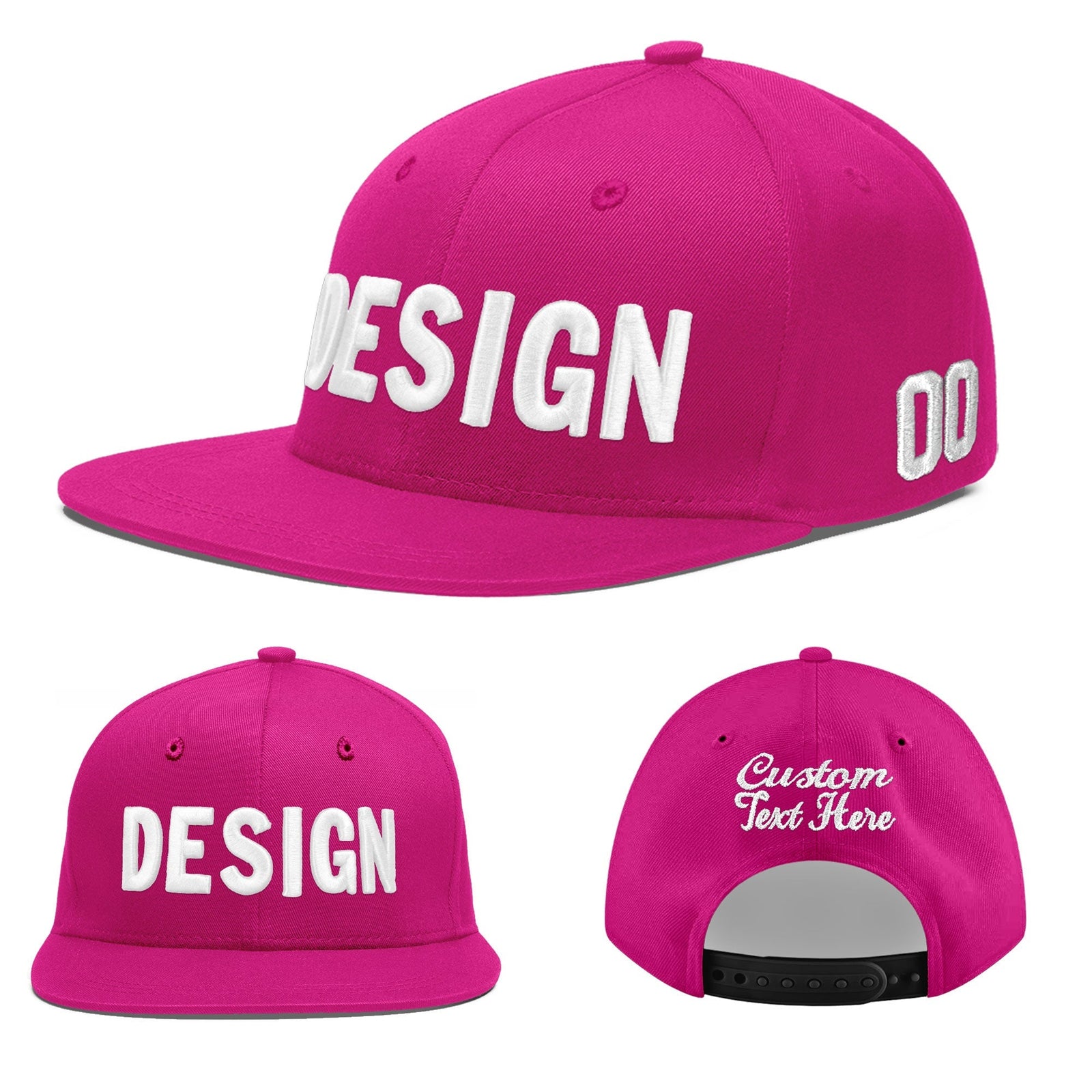 Custom Rose Red 3D Puff Embroidery Flat Embroidery Casual Sport Baseball Cap