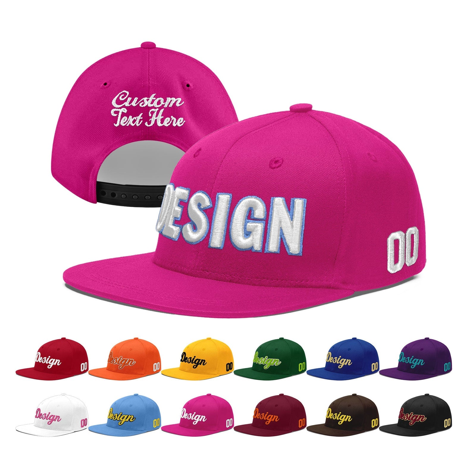 Custom Rose Red 3D Puff Embroidery Flat Embroidery Casual Sport Baseball Cap