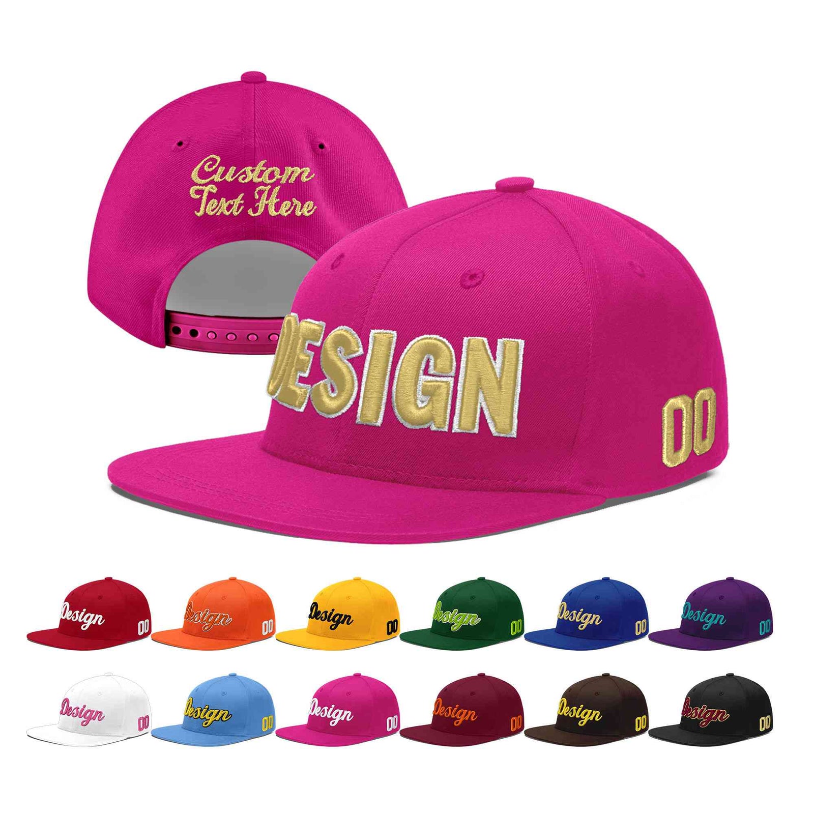 Custom Rose Red 3D Puff Embroidery Flat Embroidery Casual Sport Baseball Cap