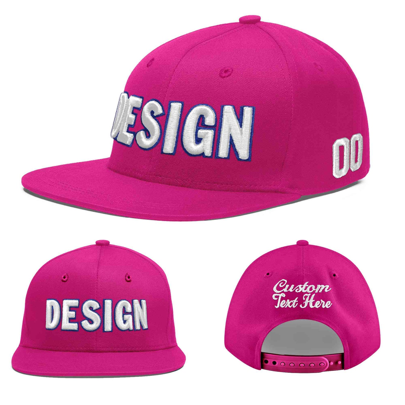 Custom Rose Red 3D Puff Embroidery Flat Embroidery Casual Sport Baseball Cap