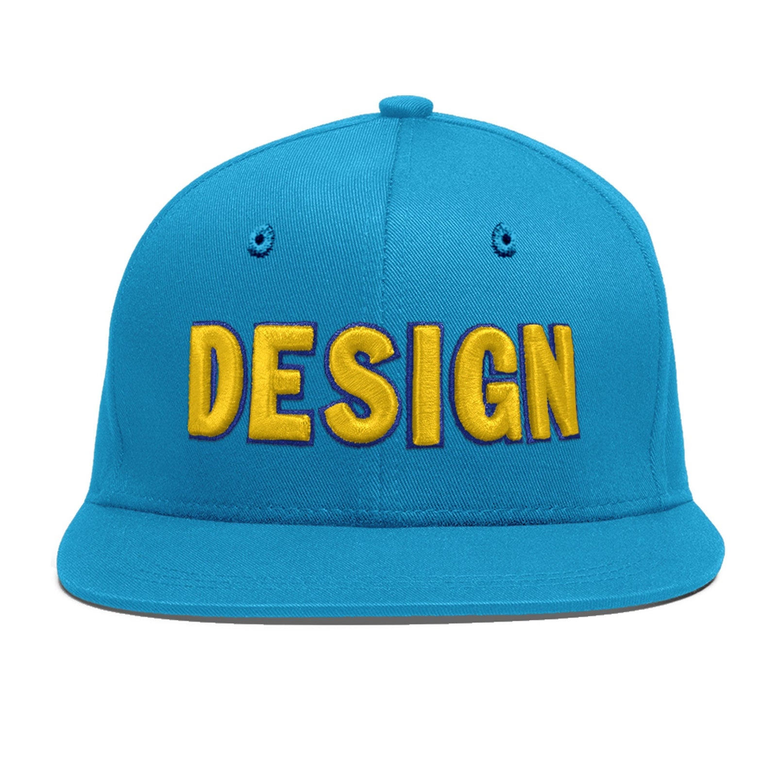 Custom Light Blue 3D Puff Embroidery Flat Embroidery Casual Sport Baseball Cap
