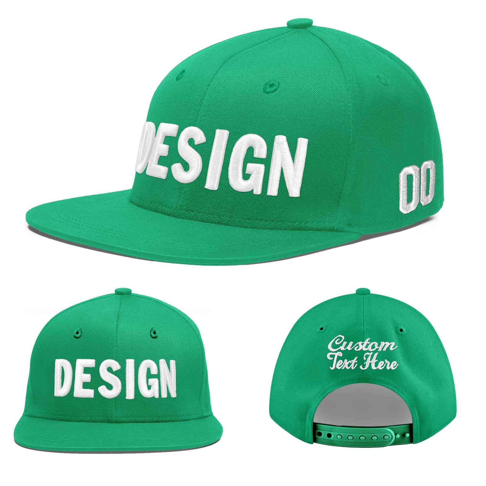 Custom Aqua 3D Puff Embroidery Flat Embroidery Casual Sport Baseball Cap