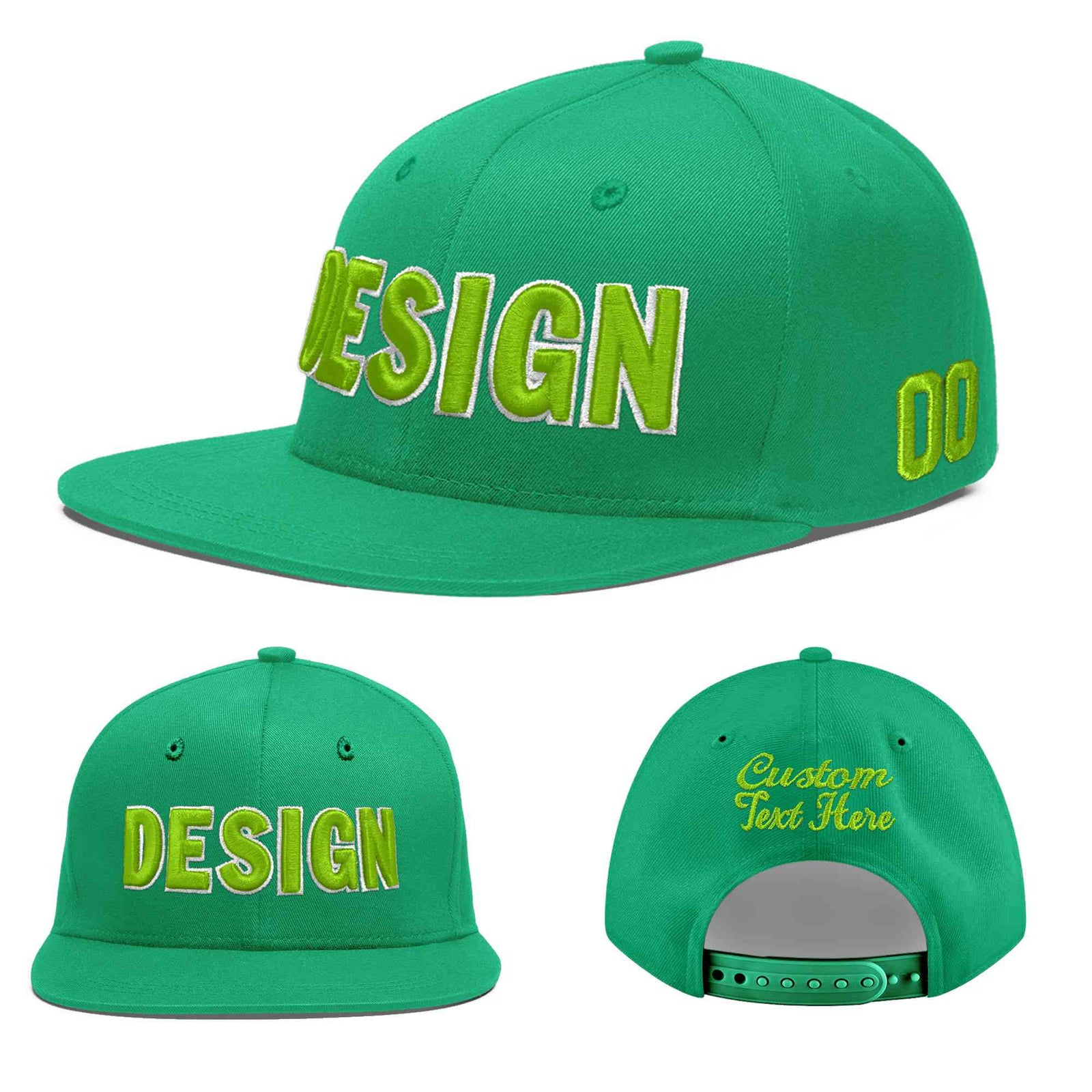 Custom Aqua 3D Puff Embroidery Flat Embroidery Casual Sport Baseball Cap