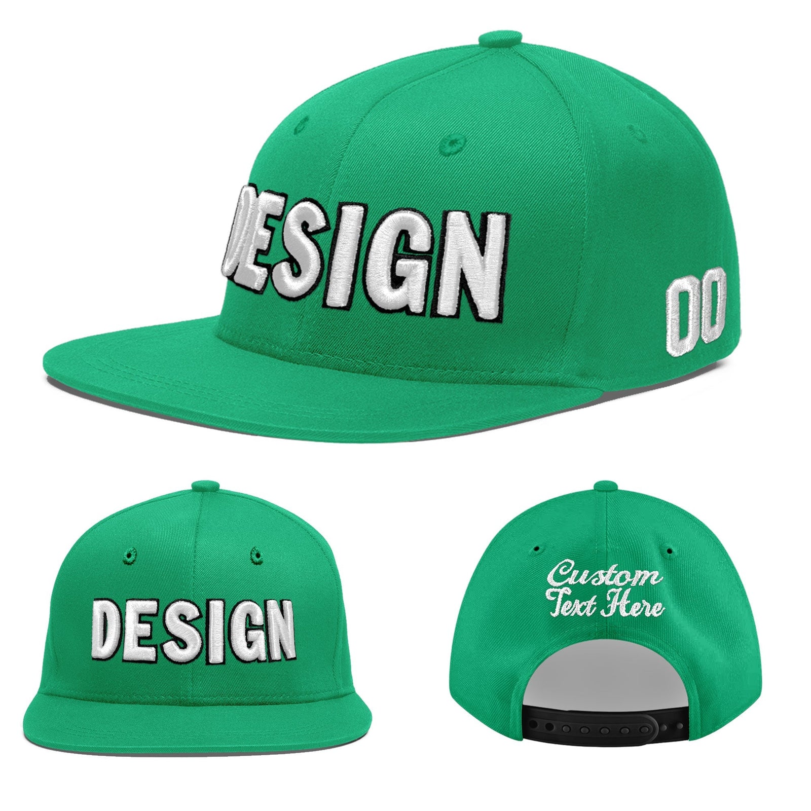 Custom Aqua 3D Puff Embroidery Flat Embroidery Casual Sport Baseball Cap
