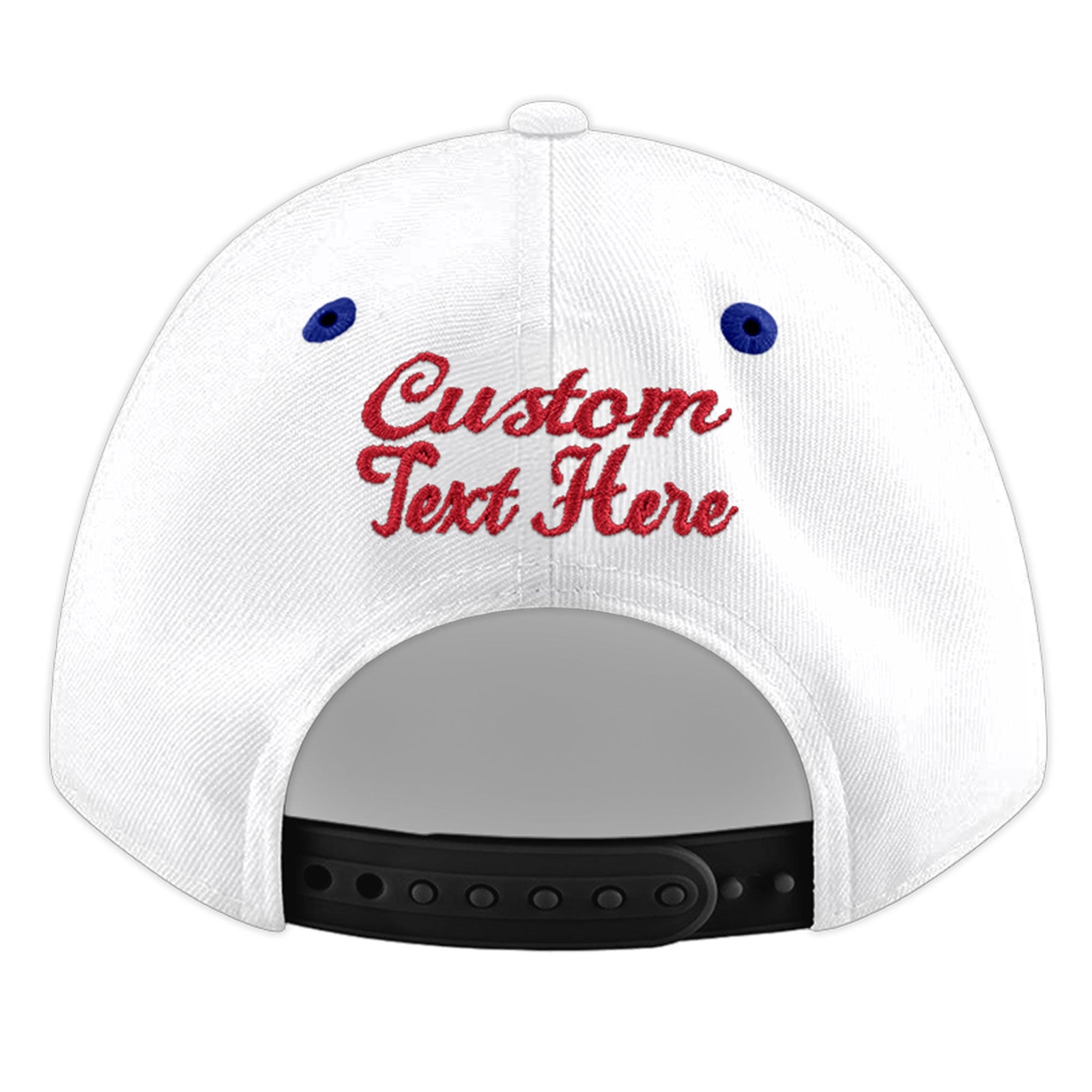 Custom White Royal Blue 3D Puff Embroidery Flat Embroidery Casual Sport Baseball Cap
