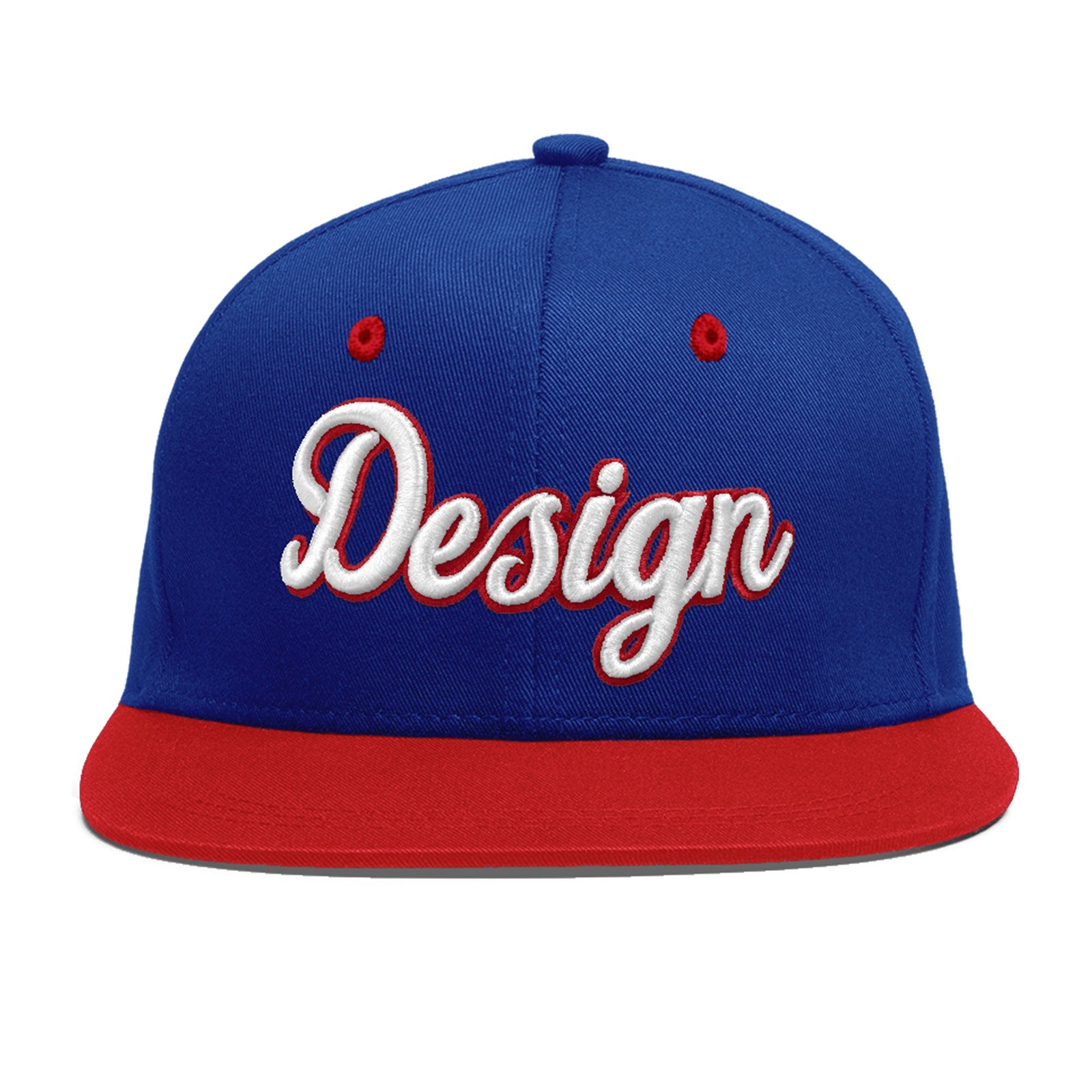 Custom Royal Blue Red 3D Puff Embroidery Flat Embroidery Casual Sport Baseball Cap