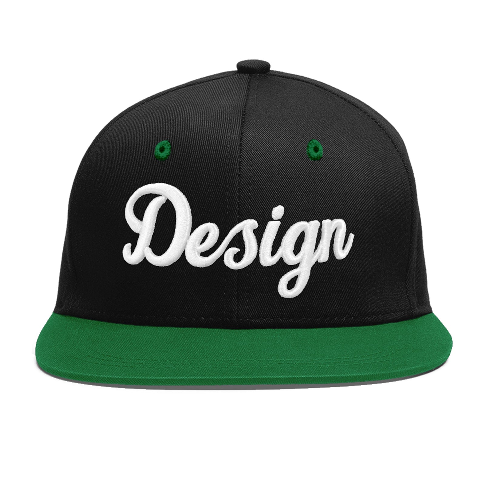 Custom Black Kelly Green 3D Puff Embroidery Flat Embroidery Casual Sport Baseball Cap