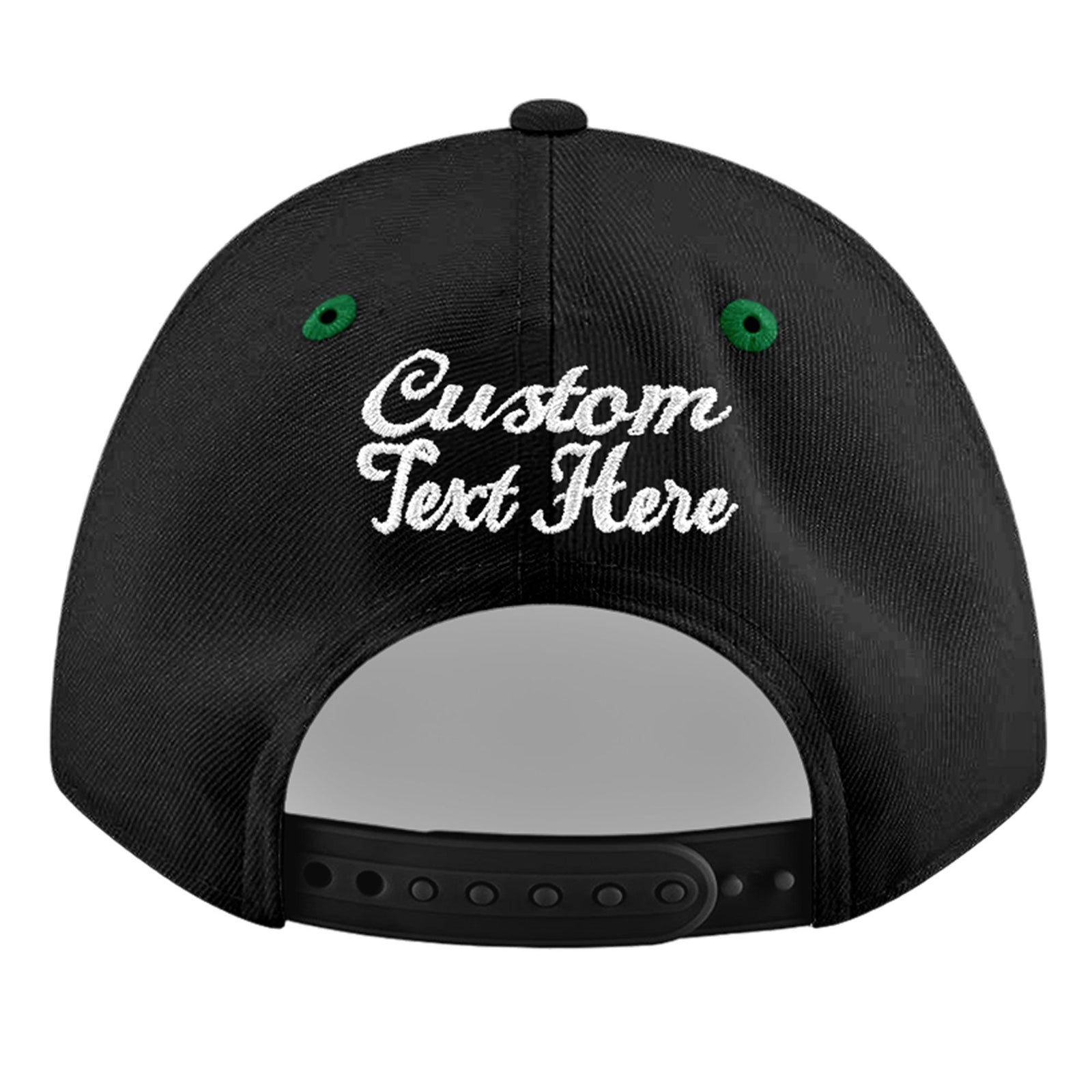 Custom Black Kelly Green 3D Puff Embroidery Flat Embroidery Casual Sport Baseball Cap