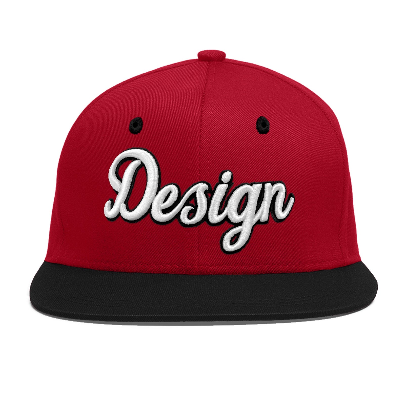 Custom Red Black 3D Puff Embroidery Flat Embroidery Casual Sport Baseball Cap
